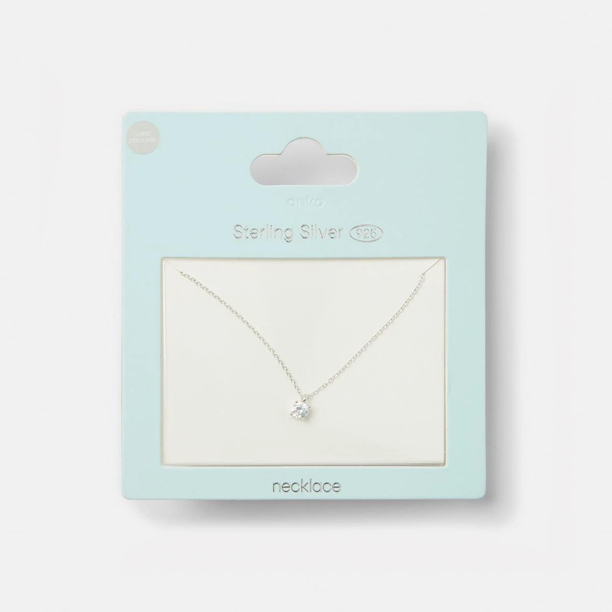 4 Cubic Zirconia Pendant Necklace - Silver Tone Silver, 4 of 4