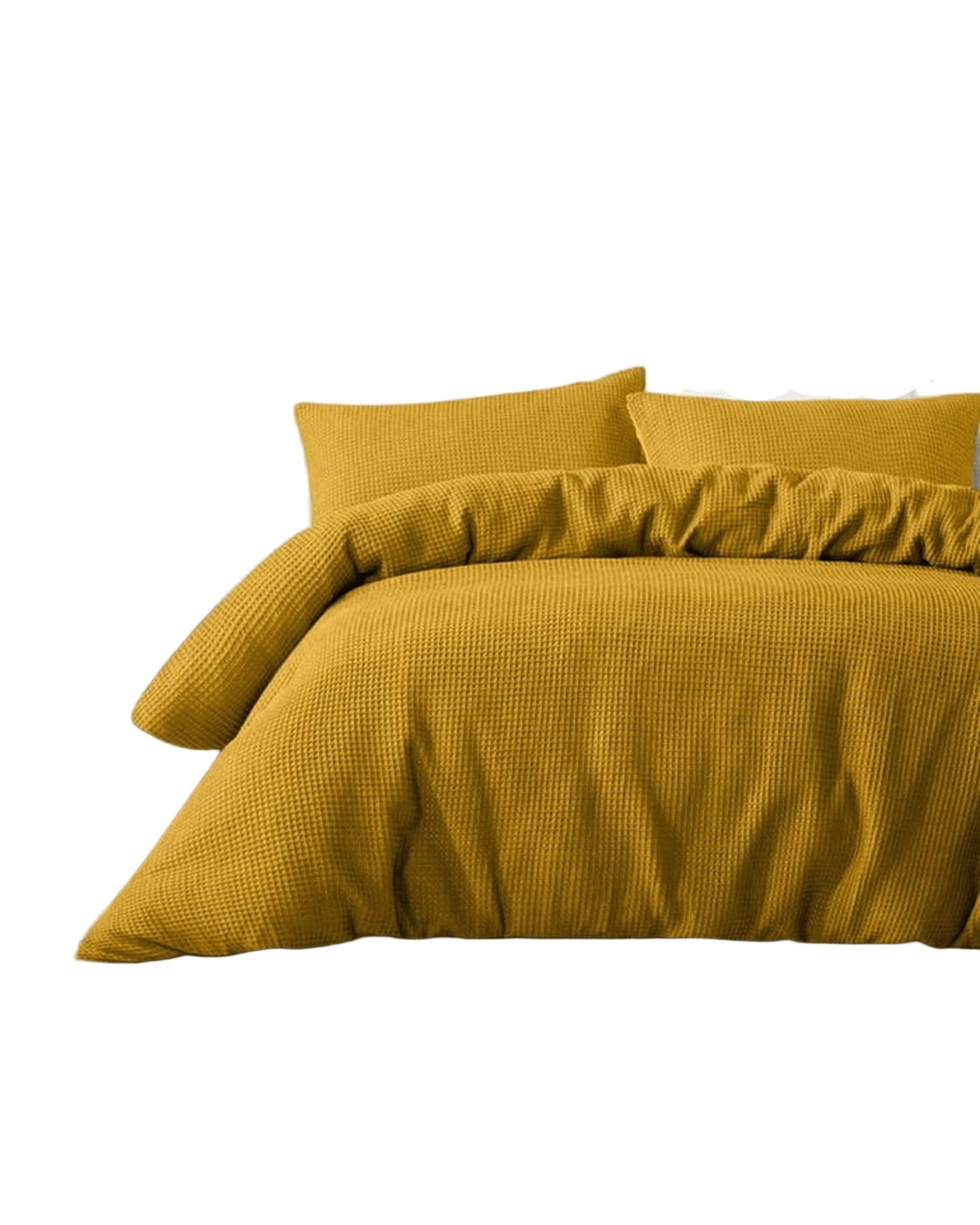 1 Bas Phillips Premier Cotton Waffle Quilt Cover Set - Queen Bed - Yellow, 1 of 2