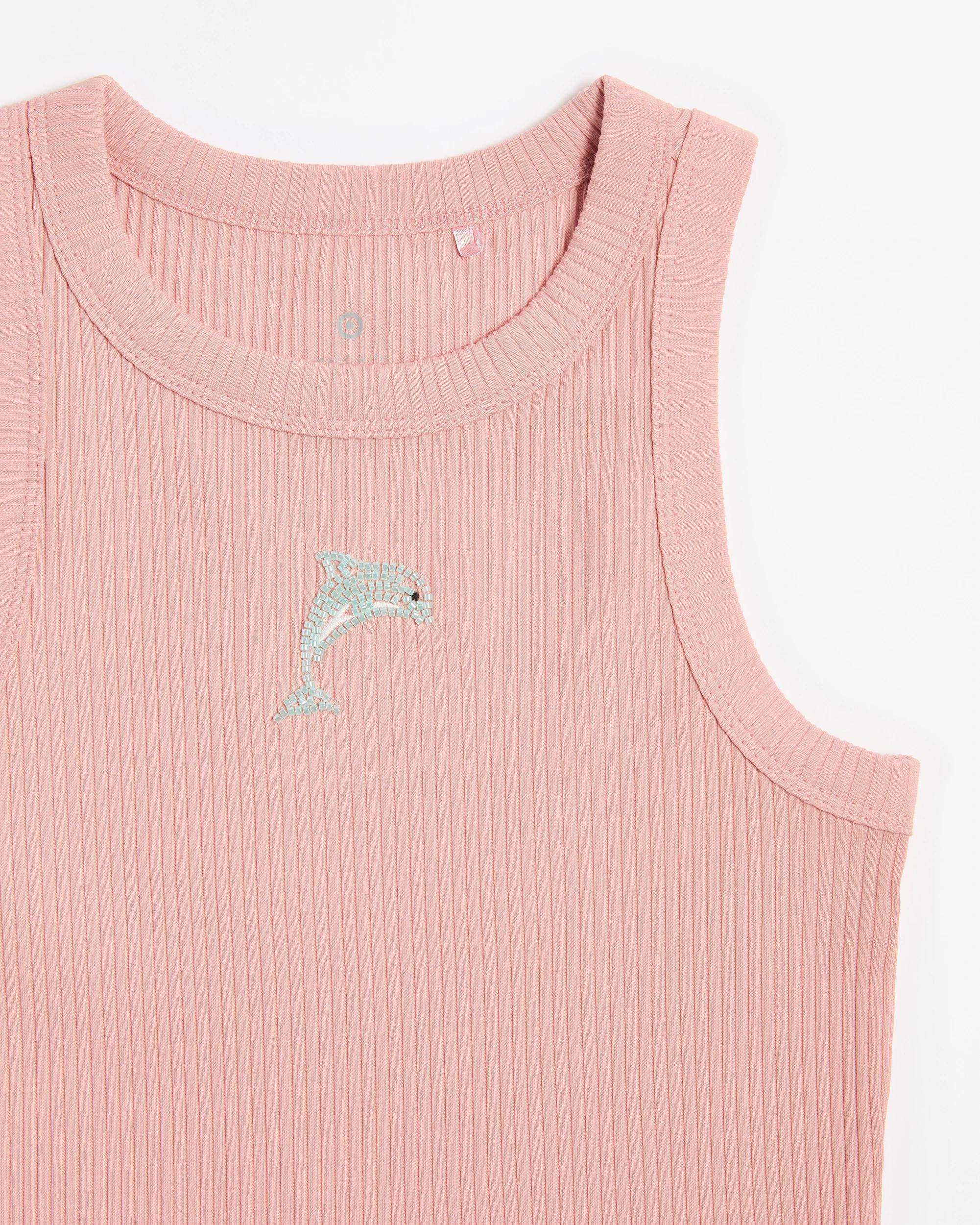 2 Target Australian Cotton Racer Back Rib Tank PINK DOLPHIN, 2 of 3