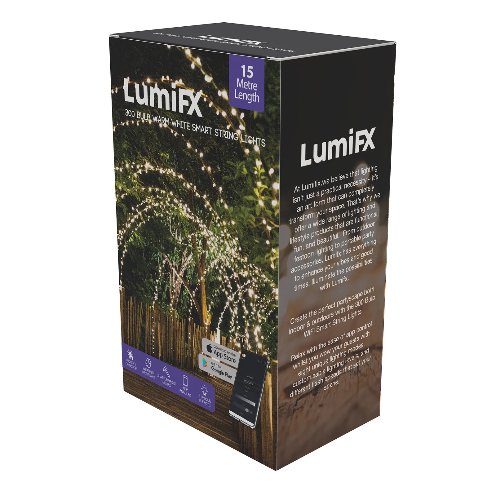 2 LumiFx 300 LED Wifi Smart String Lights 8 Lighting Effects 15 Metres Warm - Clear, 2 of 7