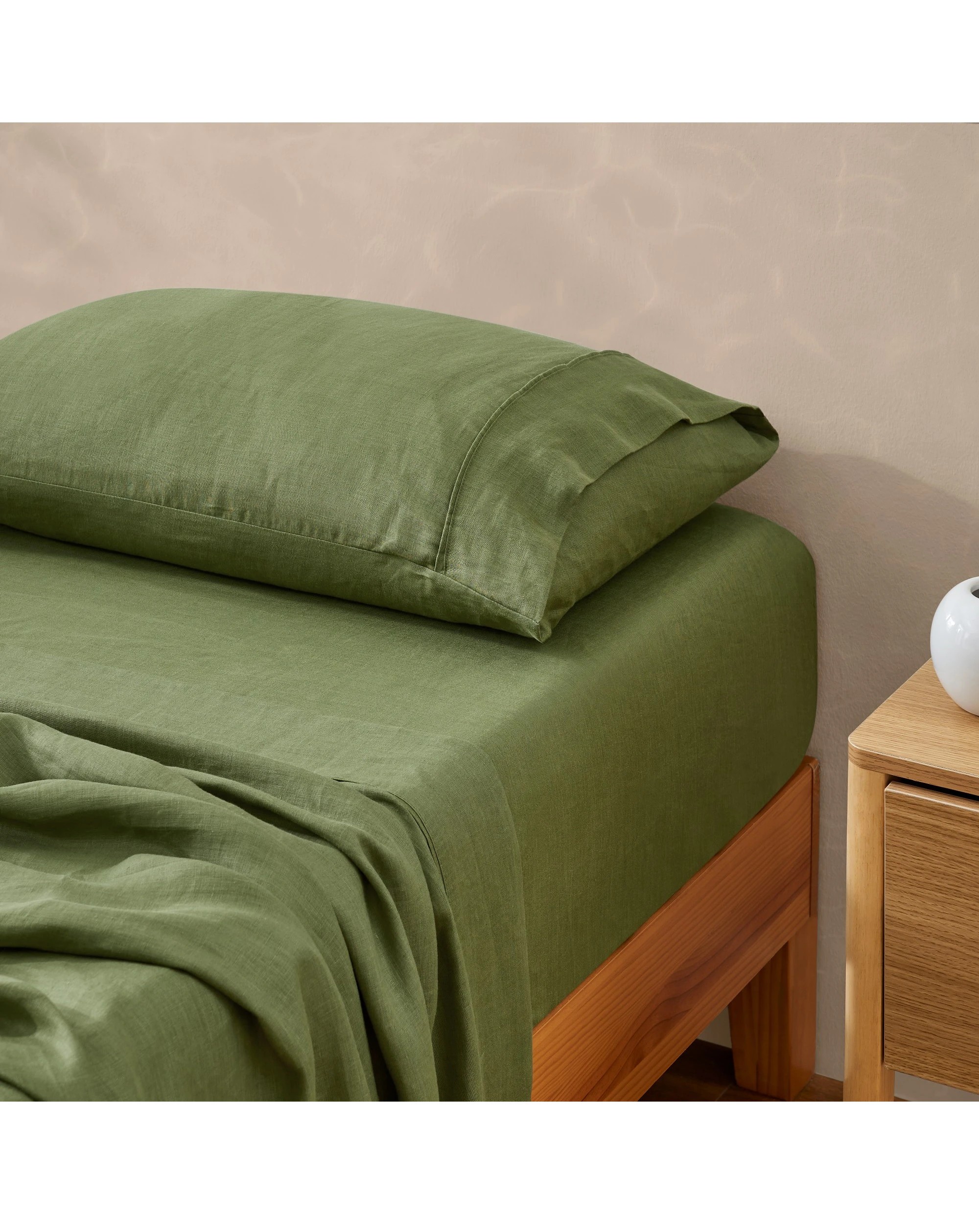 2 Natural Home Vintage Washed 100% Hemp Sheet Set - King Bed - Olive, 2 of 8