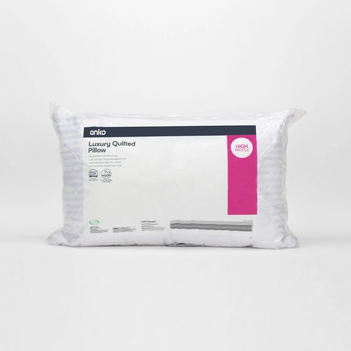 1 Luxury Quilted Pillow - High Profile, White, 1 of 6