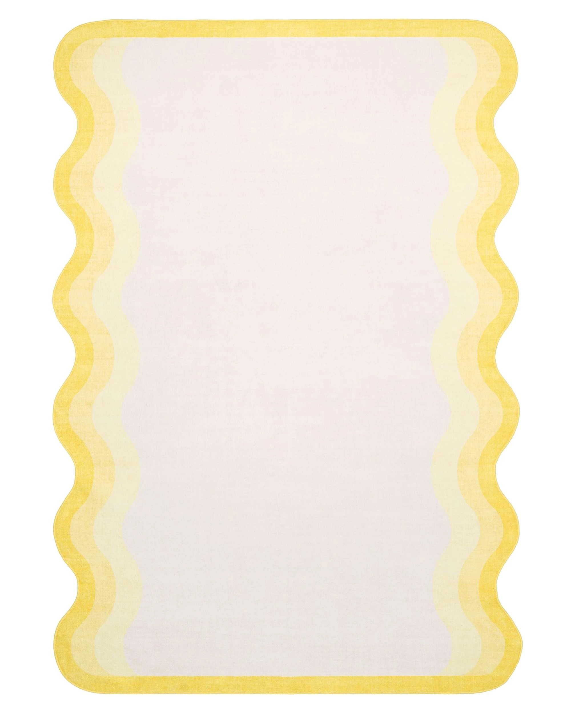 1 Loopsie Turi Tonal Scalloped Washable Rug-370cm x 270cm - Yellow, 1 of 8