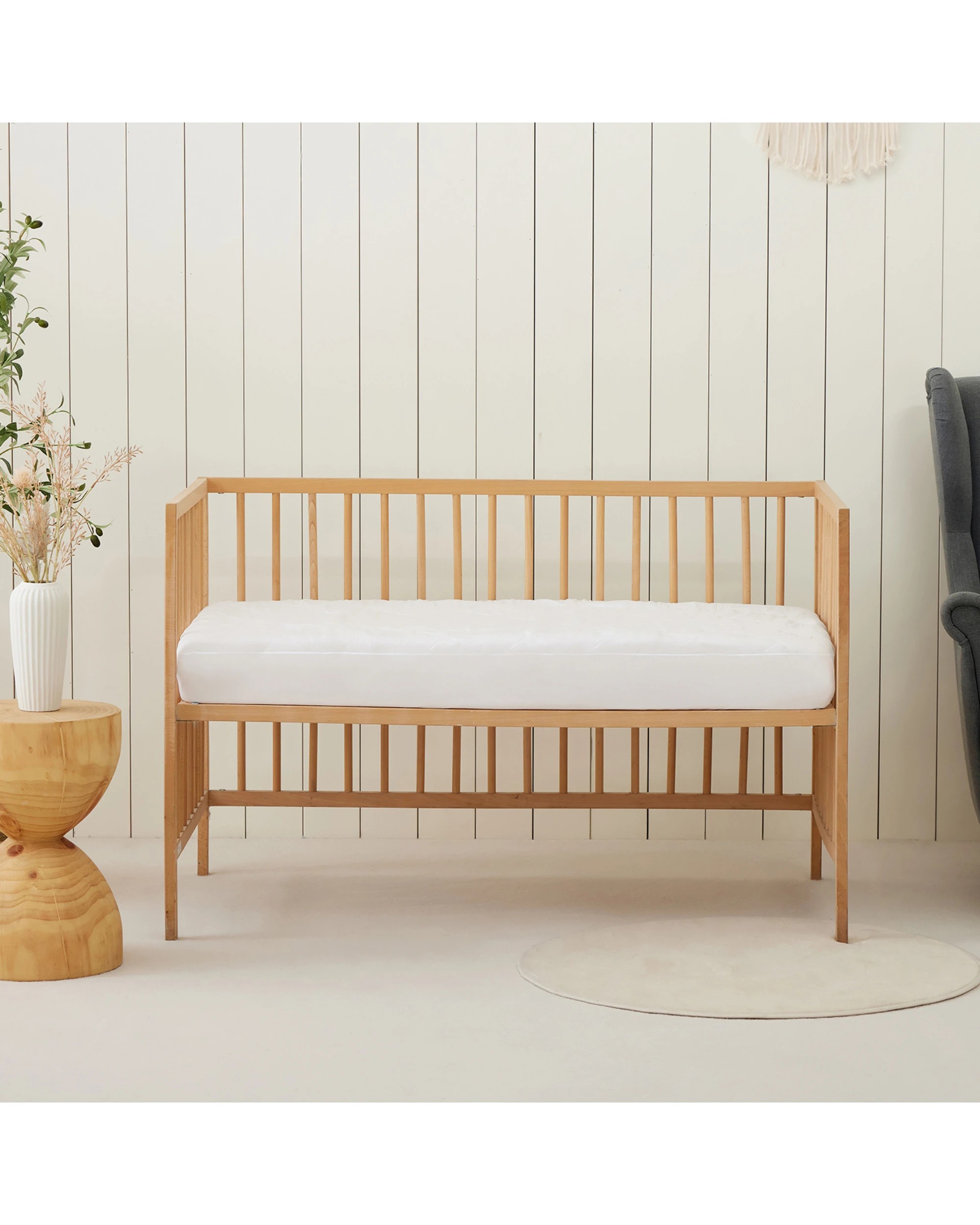 1 Dreamaker Tencel Quilted Mattress Protector - Baby COT Size - White, 1 of 9