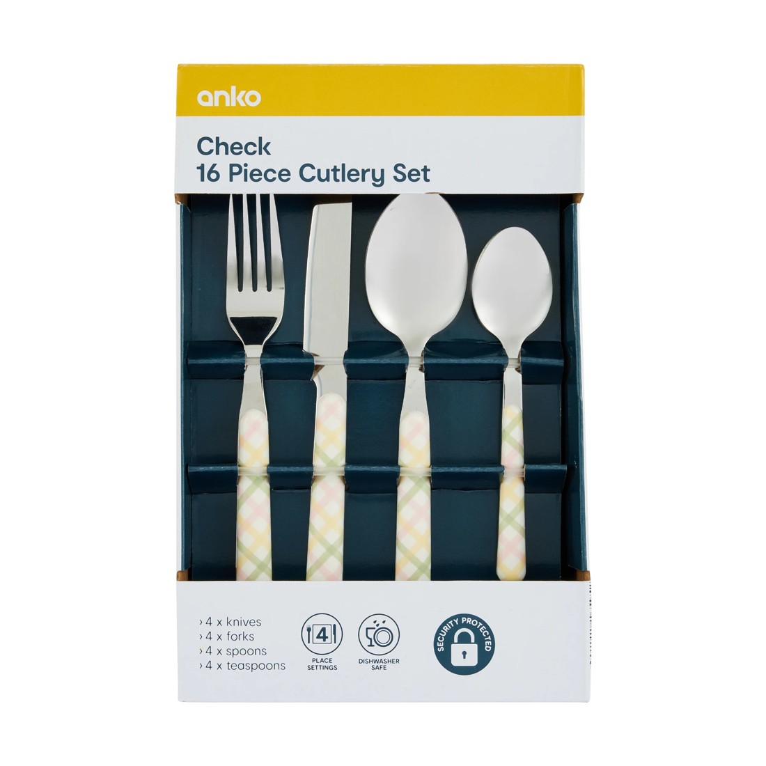 5 16 Piece Multi Check Cutlery Set, 5 of 5