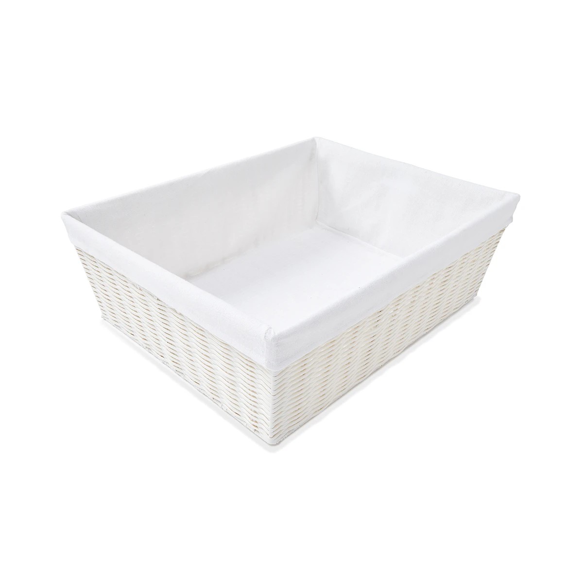 5 Rattan Look Basket with Liner - Flat, White, 5 of 7