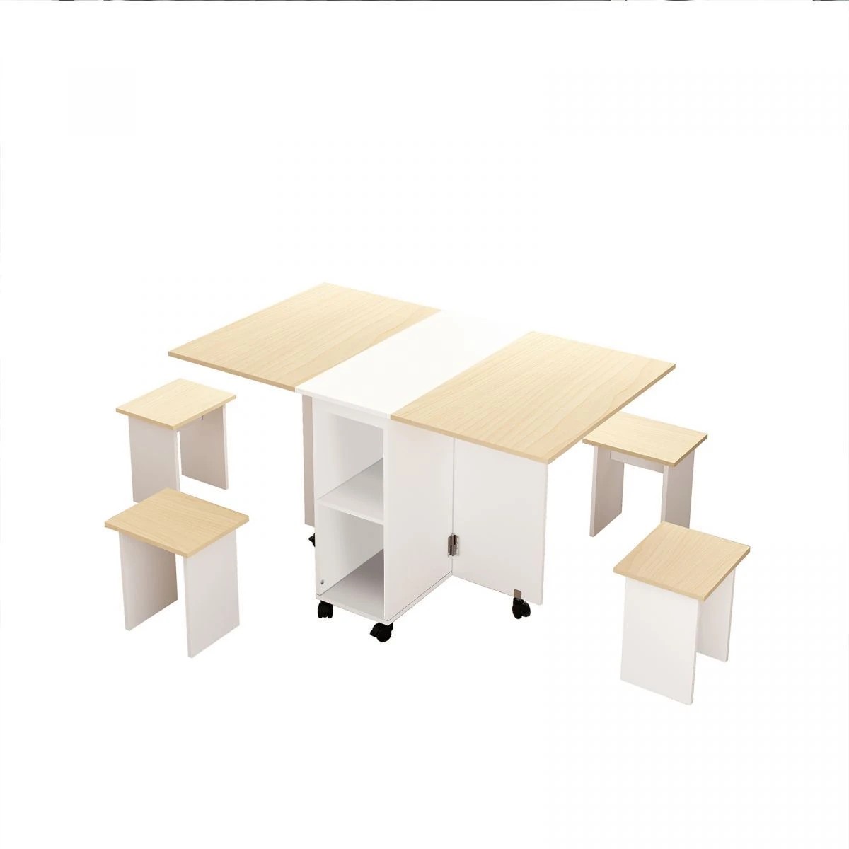1 LUXSUITE Folding Dining Table Set 4 Chairs Extendable, 1 of 6