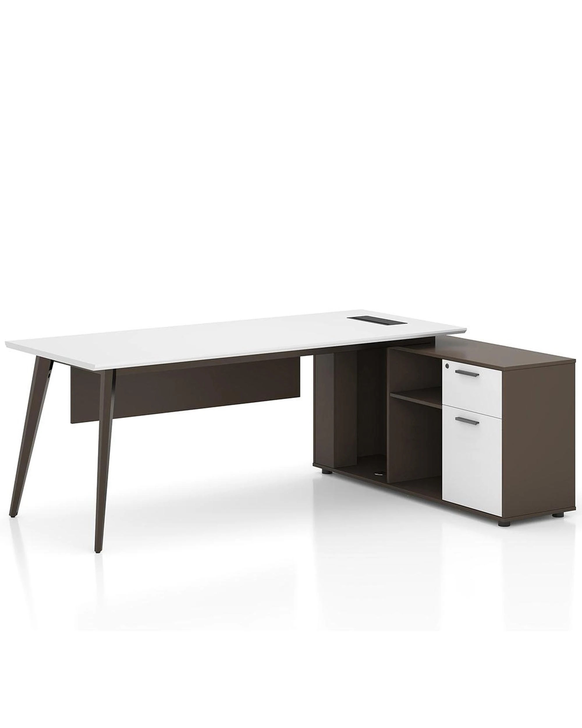 1 Esma 2m L-shaped Executive Desk White and Grey, 1 of 9
