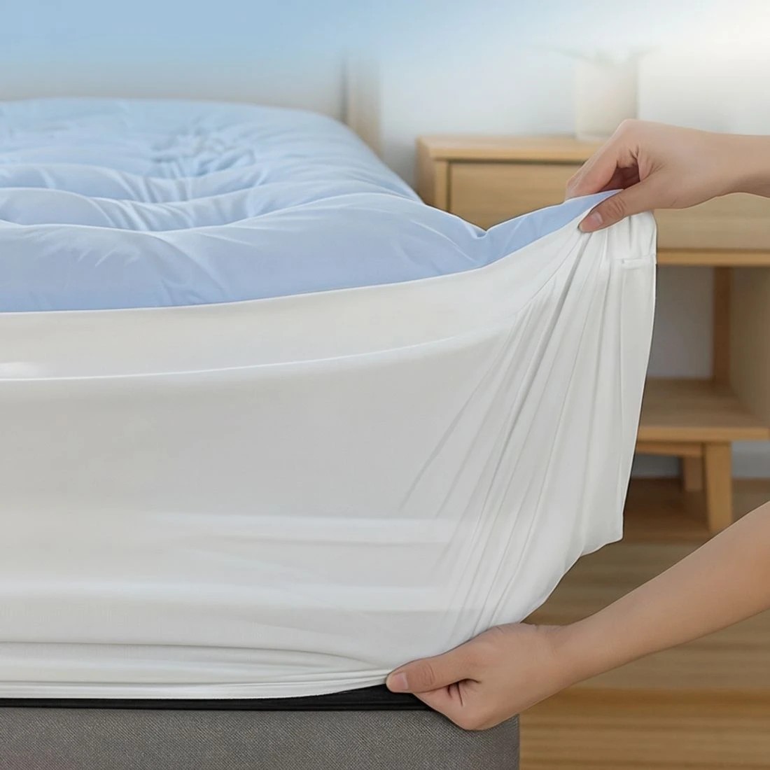 8 Giselle 5cm Mattress Topper Pillowtop toppers Double-Sided Double - Blue, 8 of 9