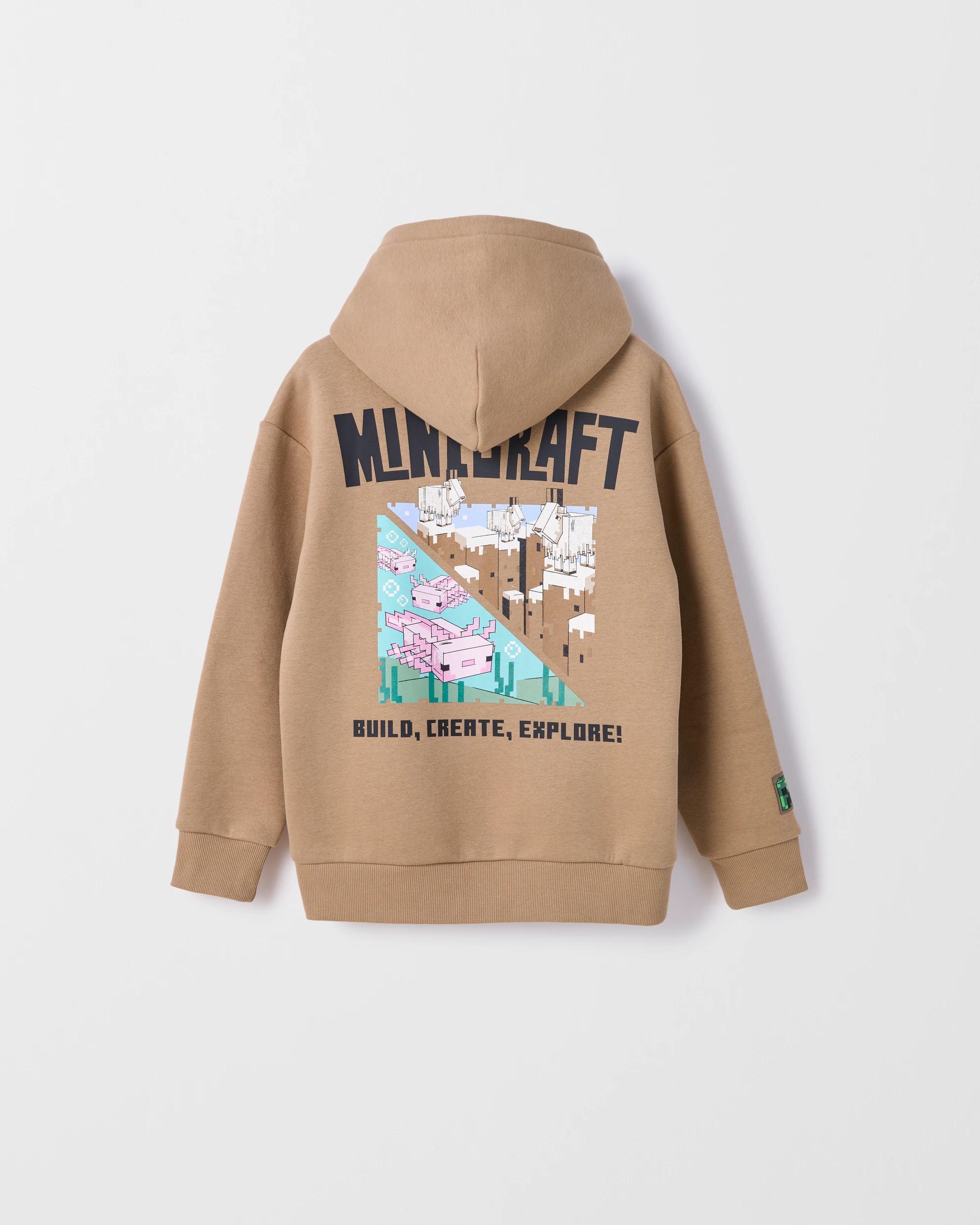 3 Minecraft Australian Cotton Blend Popover Hooded Jumper BROWN, 3 of 3