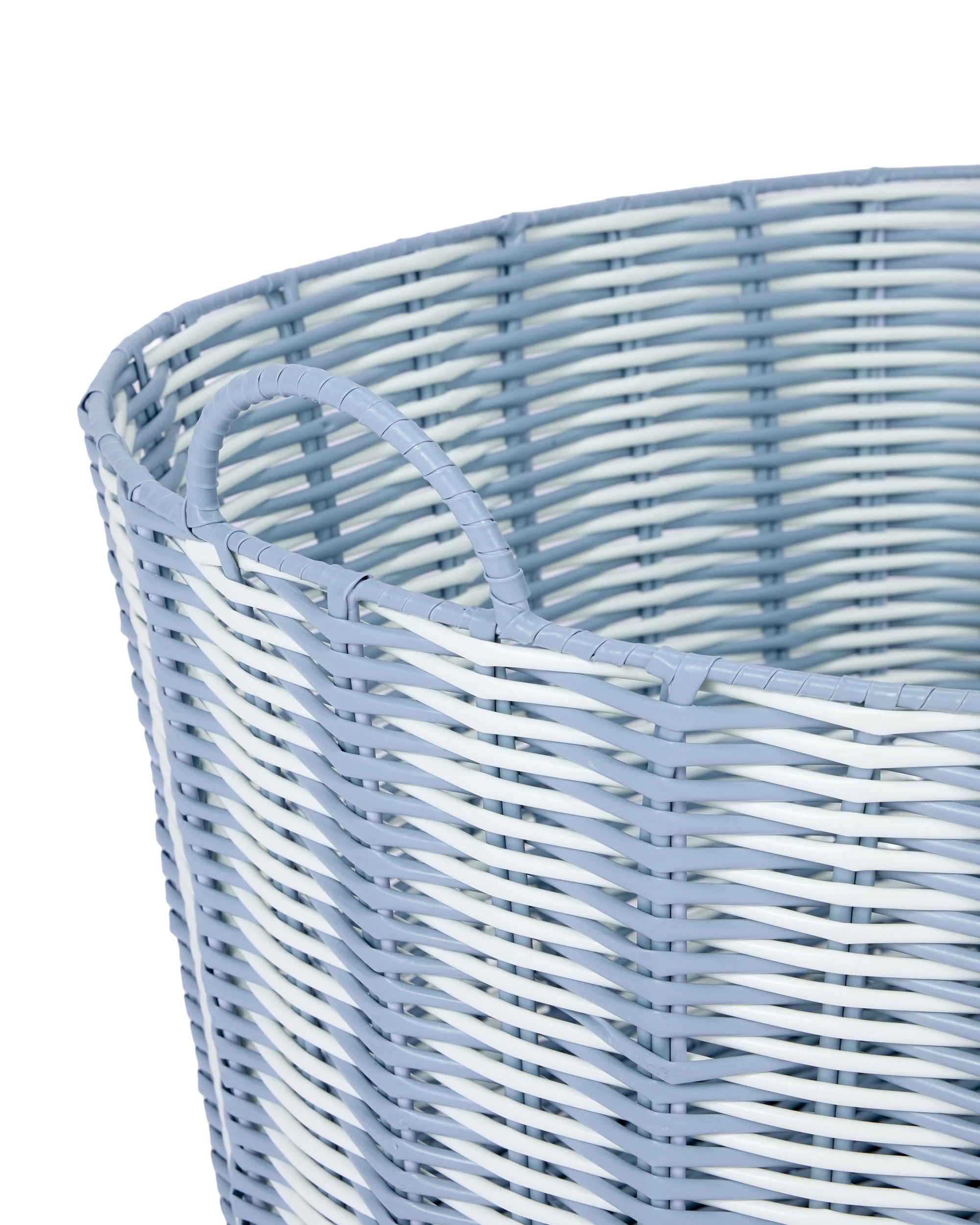 3 Rattan Look Laundry Basket - Blue, 3 of 5