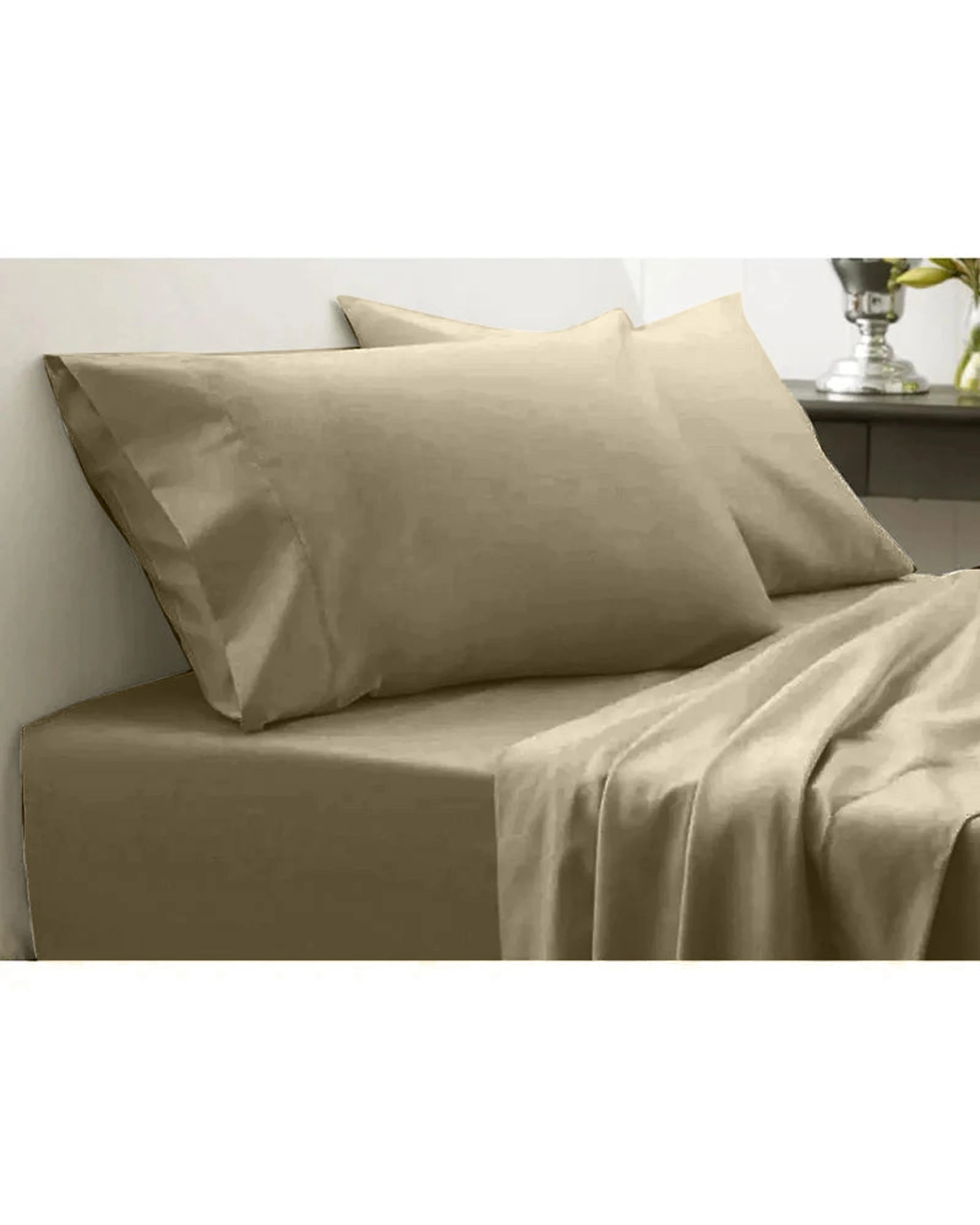 2 Cotton More 650TC Sateen 100% Cotton Sheet Set - Single Bed - Beige, 2 of 2
