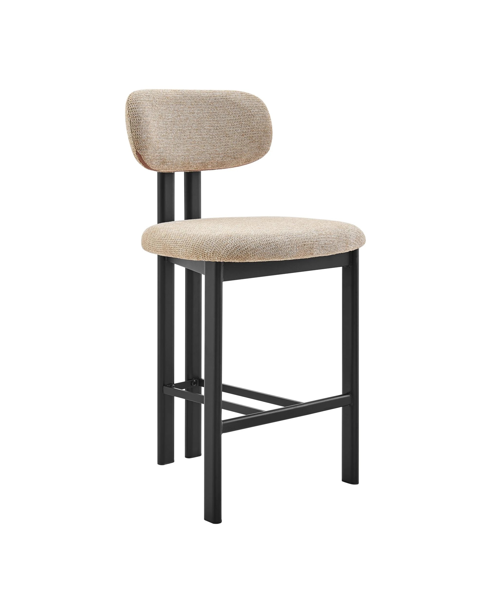 3 Kodu Dining Stools Pair (Set of Two) Beige and Black, 3 of 9