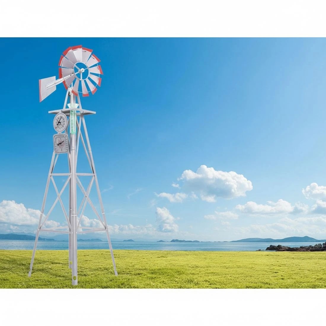 6 Gardeon Garden Windmill 6FT 186cm Metal Ornaments Outdoor Decor Ornamental - Grey, 6 of 7