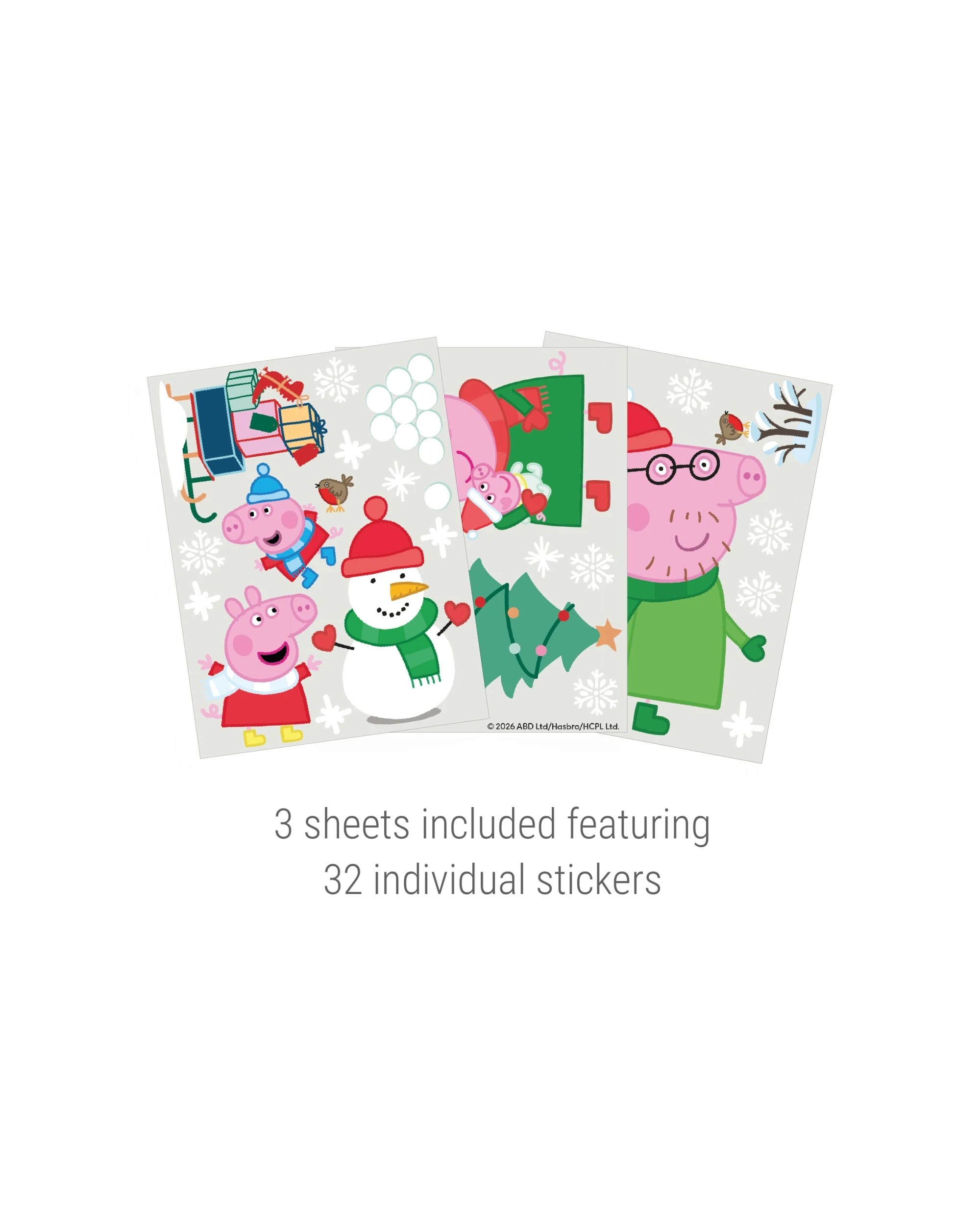 3 Stickerscape A5 Peppa Pig Christmas Reusable Playroom Nursery Window Stickers, 3 of 4