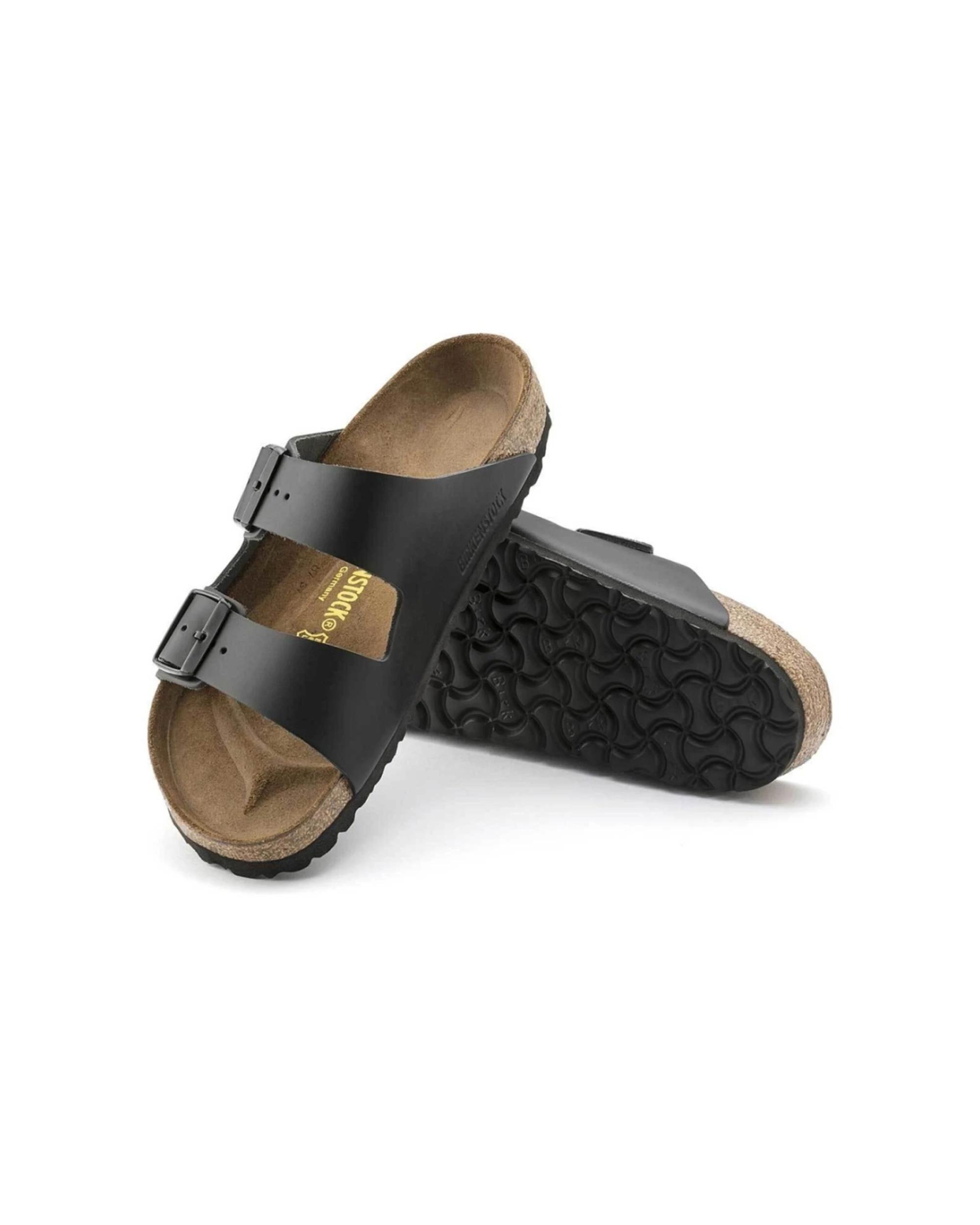 3 Birkenstock Arizona Natural Leather Sandals Regular Width BLACK, 3 of 4