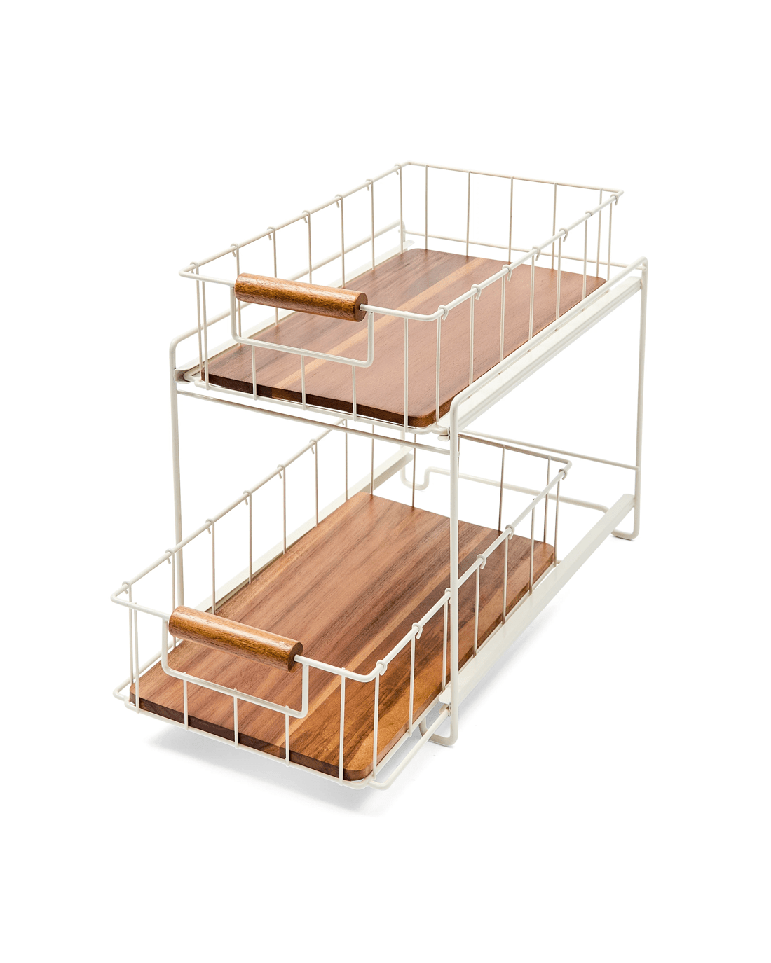 4 Off White and Acacia 2 Tier Drawers, 4 of 10