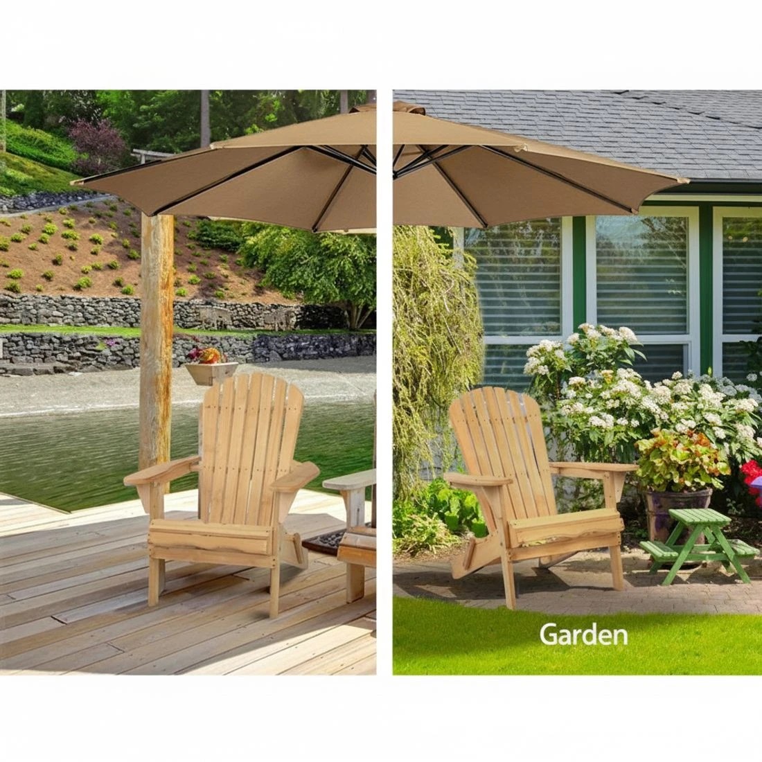 6 Gardeon Adirondack Outdoor Chairs - Natural, 6 of 10