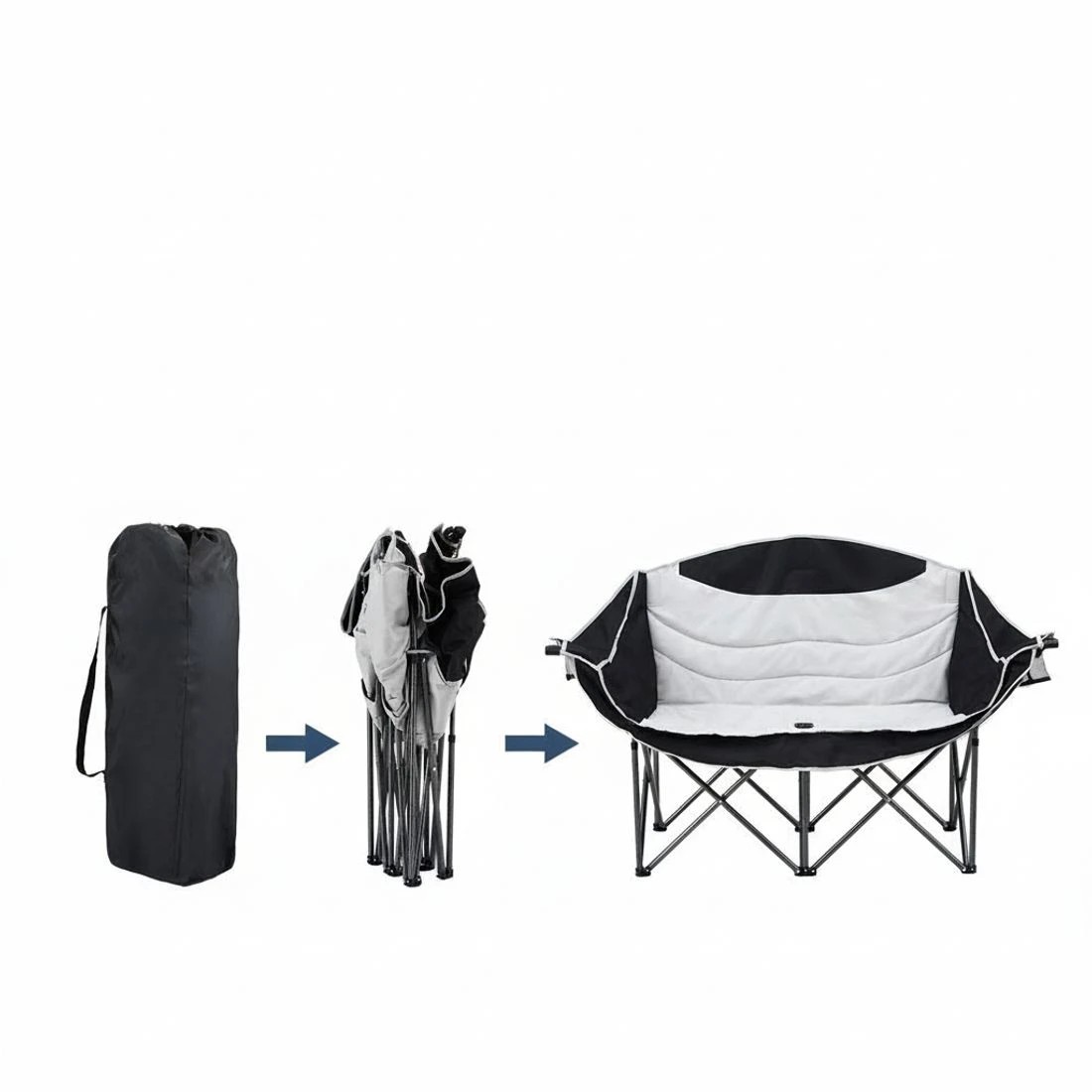 7 Weisshorn Camping Chair Double Folding Moon Chair Portable Seat 240KG - Multi, 7 of 7