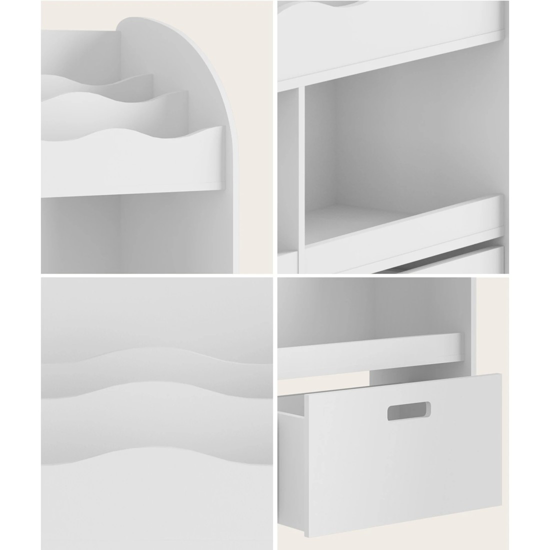 9 Oikiture Kids Bookshelf Children Bookcase Toy Storage Box Display Shelf
 - White, 9 of 10