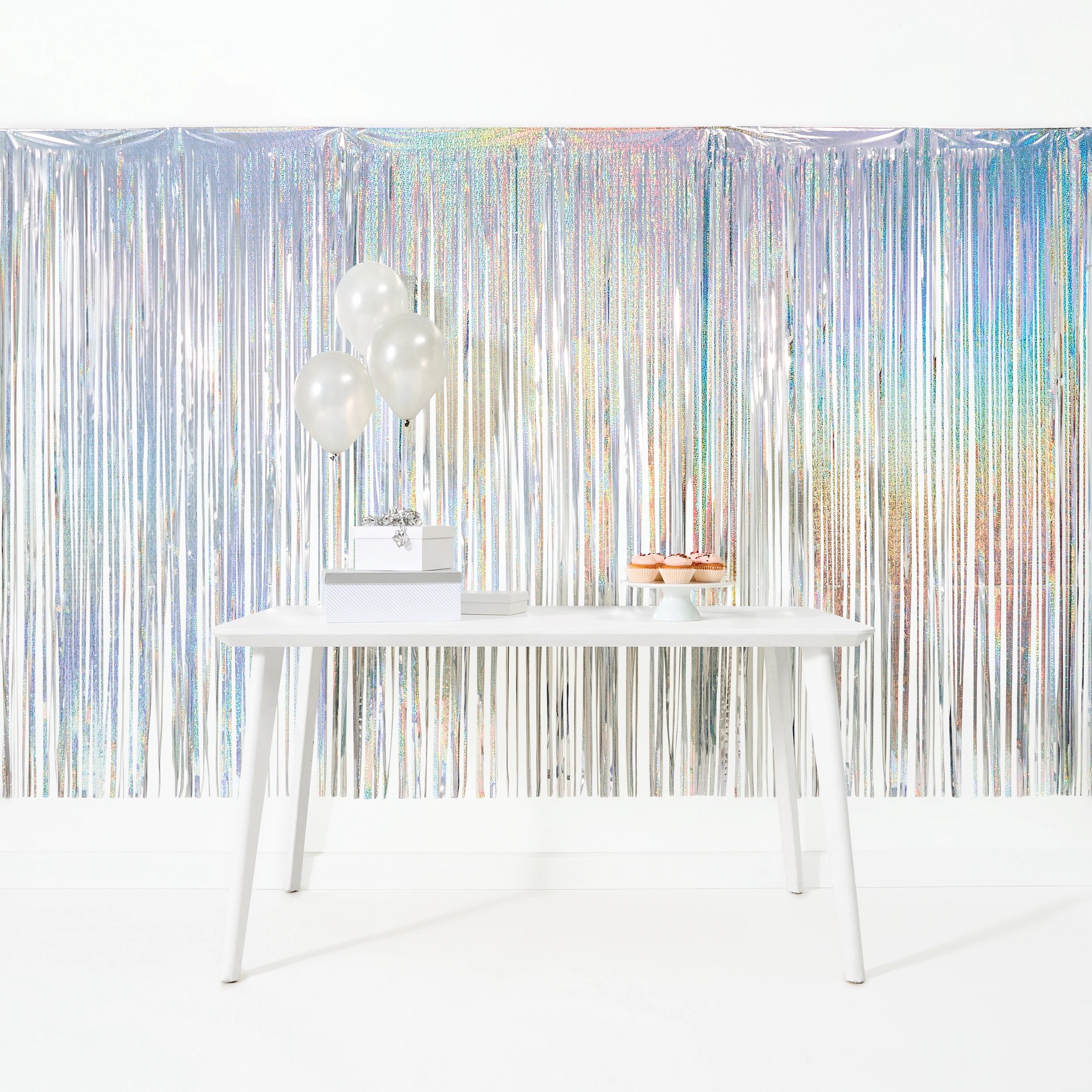 1 Iridescent Silver Foil Backdrop, 1 of 5