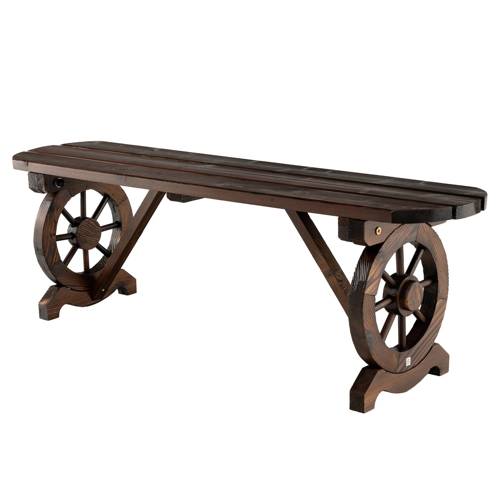 1 Costway 2-Person Wood Outdoor Bench Patio Slatted Seat - Brown, 1 of 7