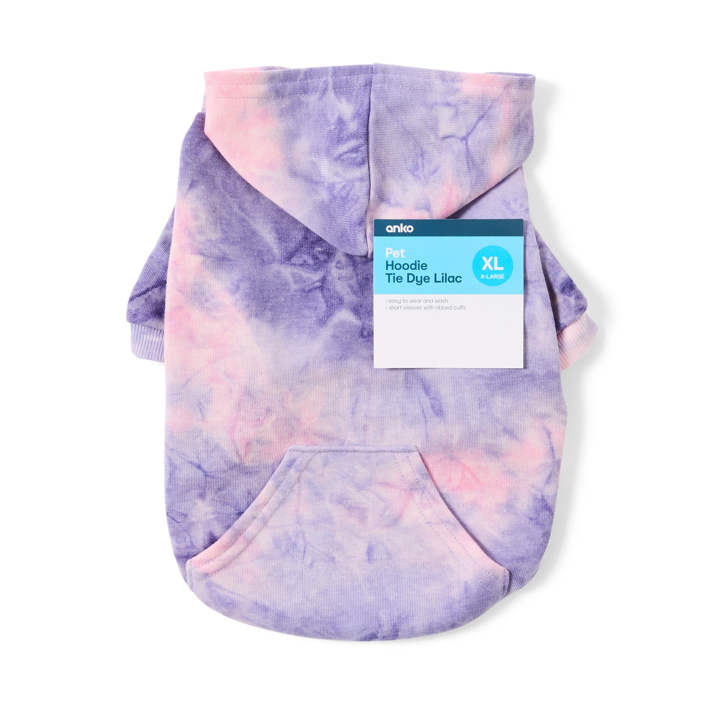 10 Pet Hoodie Tie-Dye - Extra Large, Lilac, 10 of 10