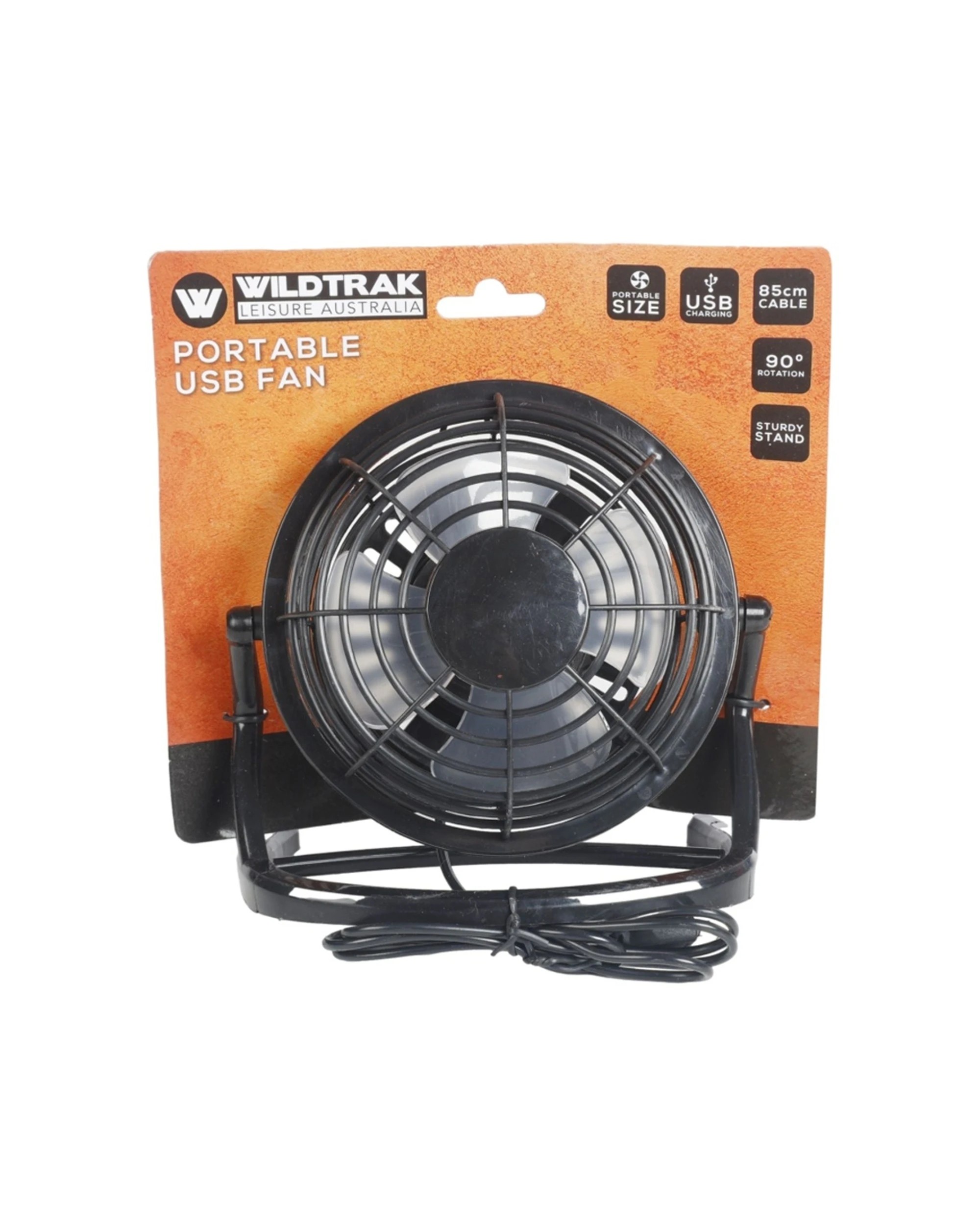 6 Wildtrak Portable Fan USB Powered Cable Adjustable Airflow Camping - Black, 6 of 6