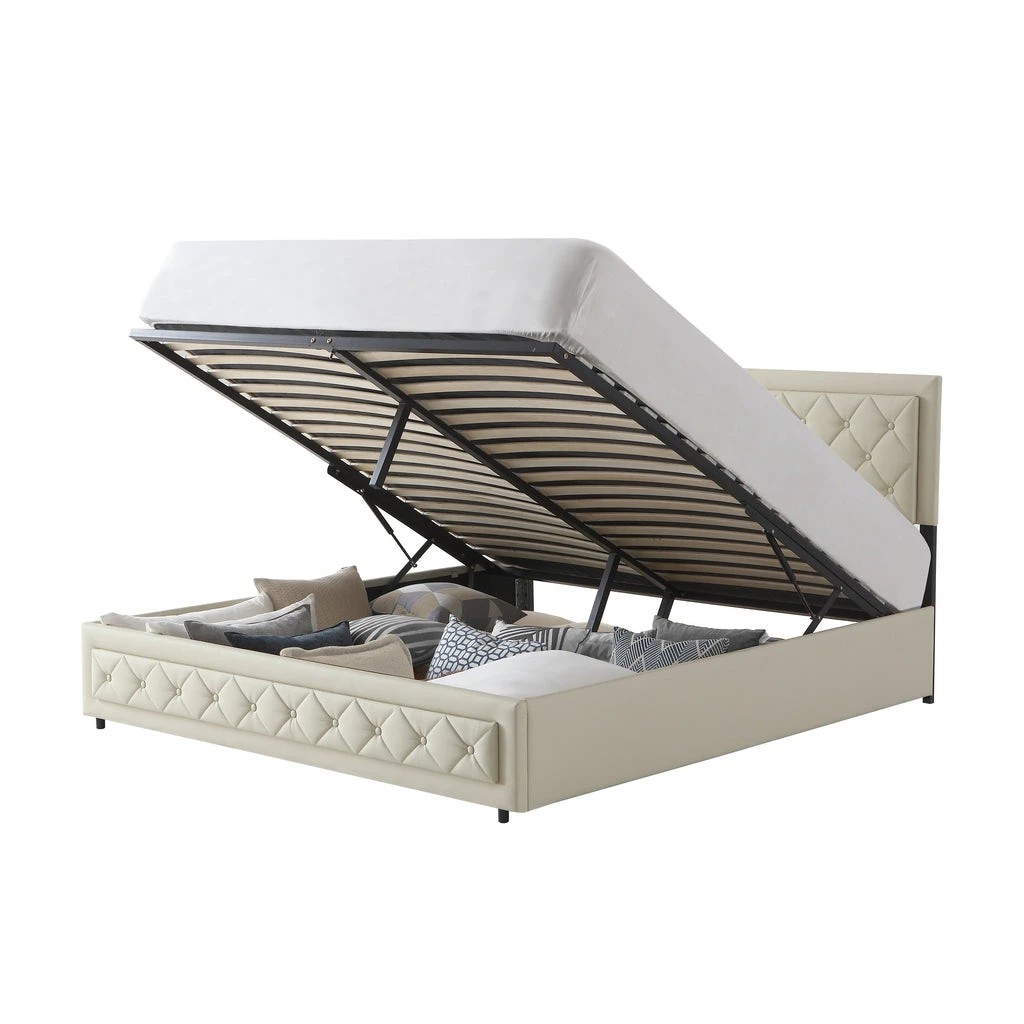 3 Zzz Atelier Vienna King Single Storage Bed Frame with Gas Lift and Adjustable Headboard - Beige, 3 of 9