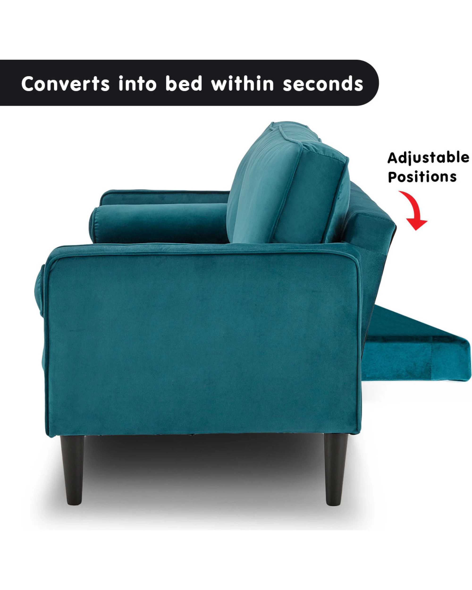 9 Sarantino Faux Velvet Sofa Bed Couch Furniture Lounge Suite Seat Blue, 9 of 10