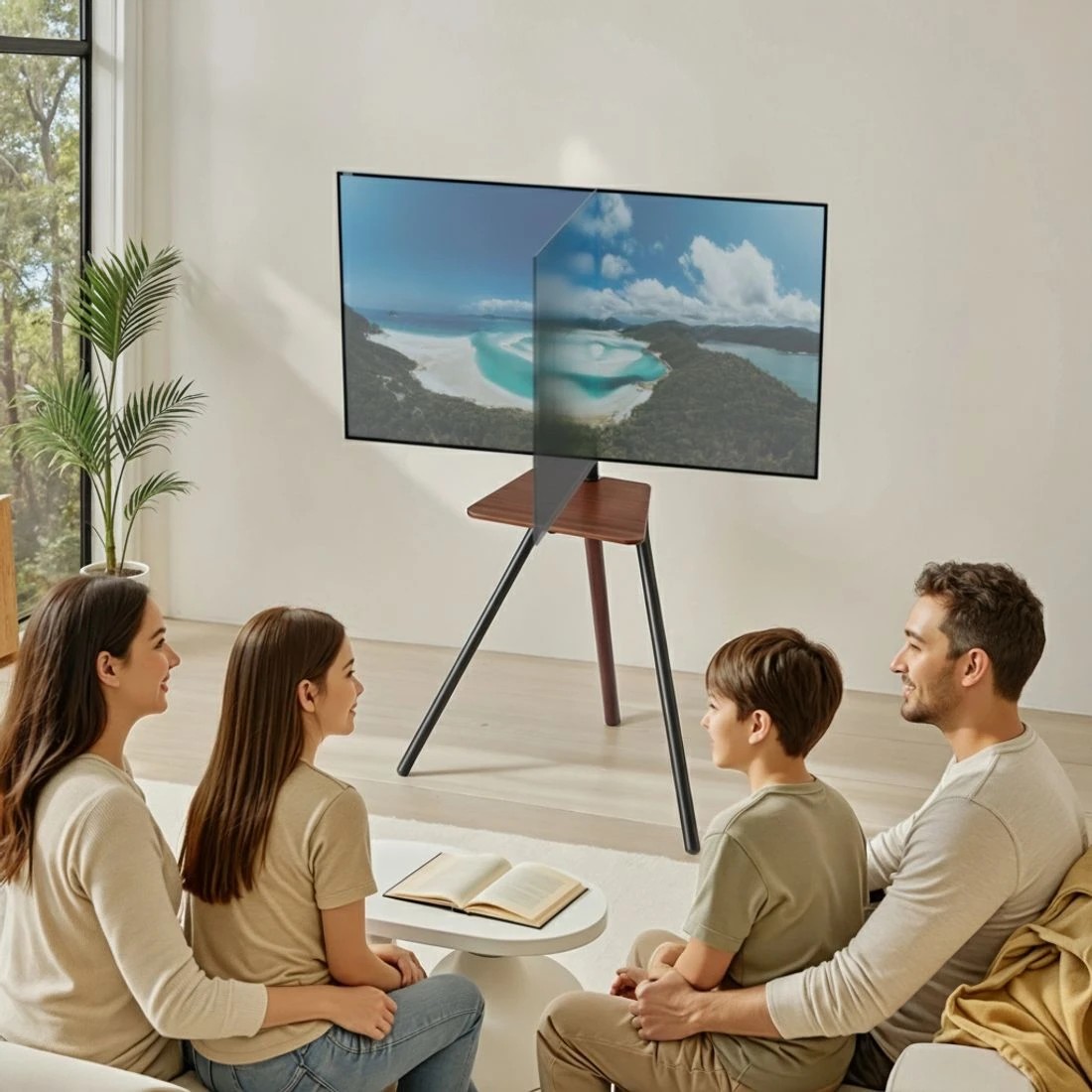 6 Artiss TV Stand Wooden Tray 24-55" Swivel Height Adjustable - Multi, 6 of 7