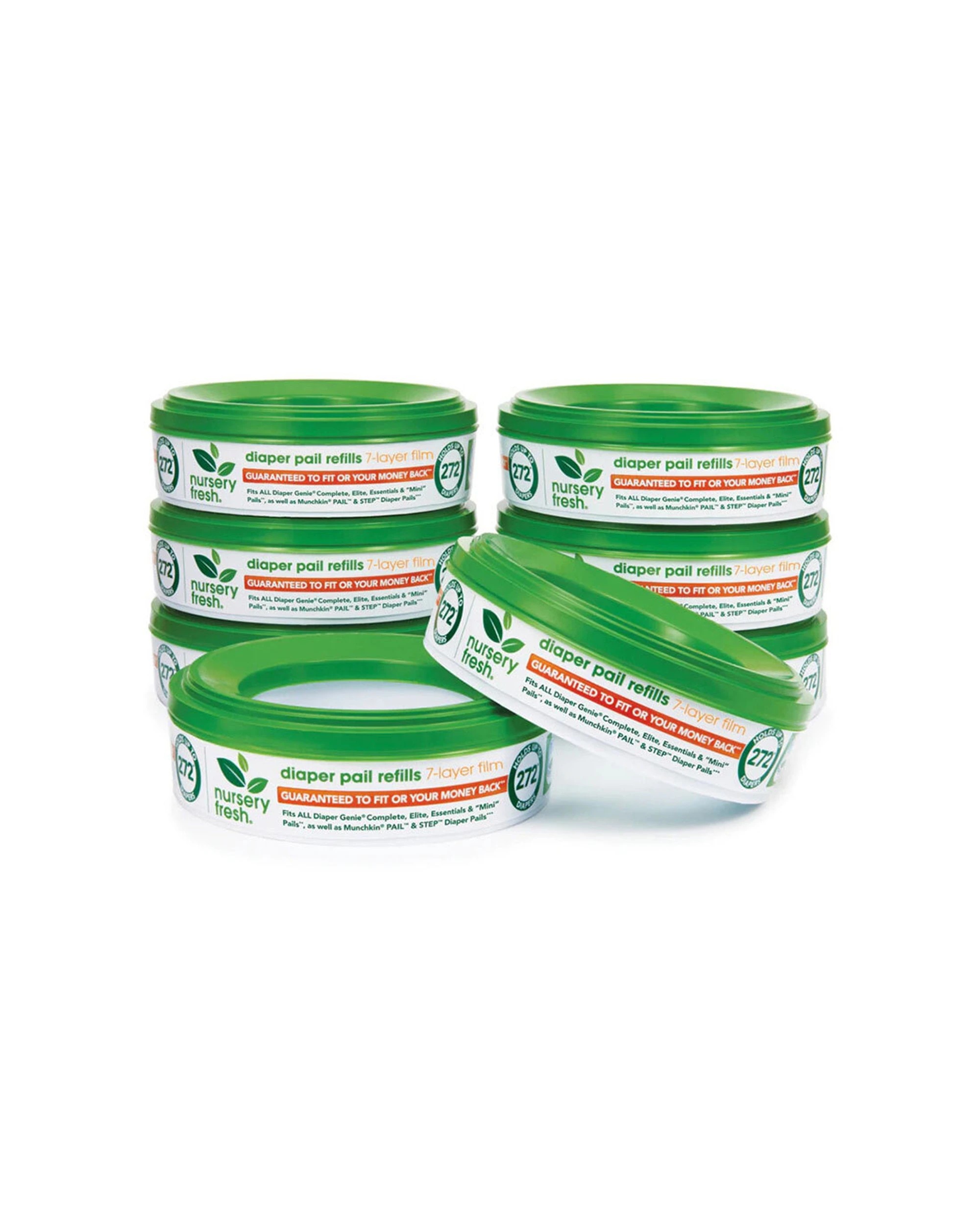 1 Munchkin Nursery Fresh Diaper Pail Refills 8 Pack Fits Diaper Genie Pails - Green, 1 of 5