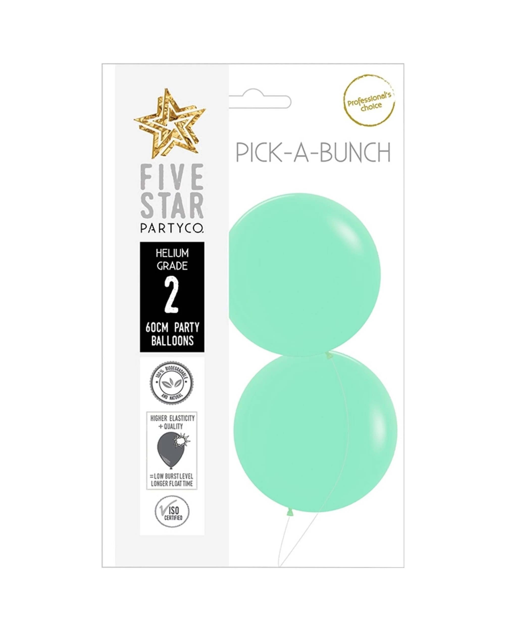 2 Five Star Jumbo 60cm Pastel Matte Balloon Round Pack of 2 - Green, 2 of 2