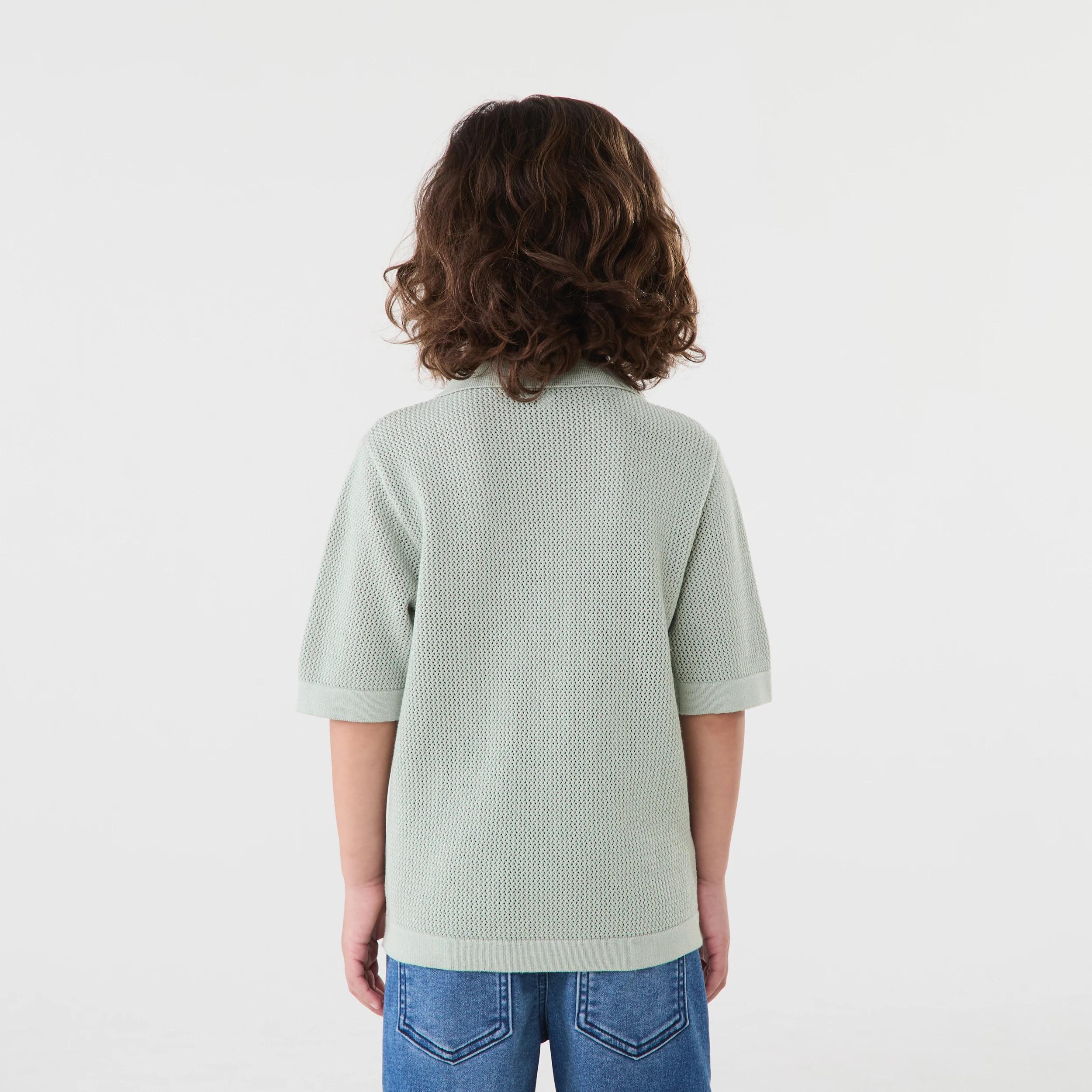 2 Short Sleeve Knit Shirt Aqua Grey, 2 of 8