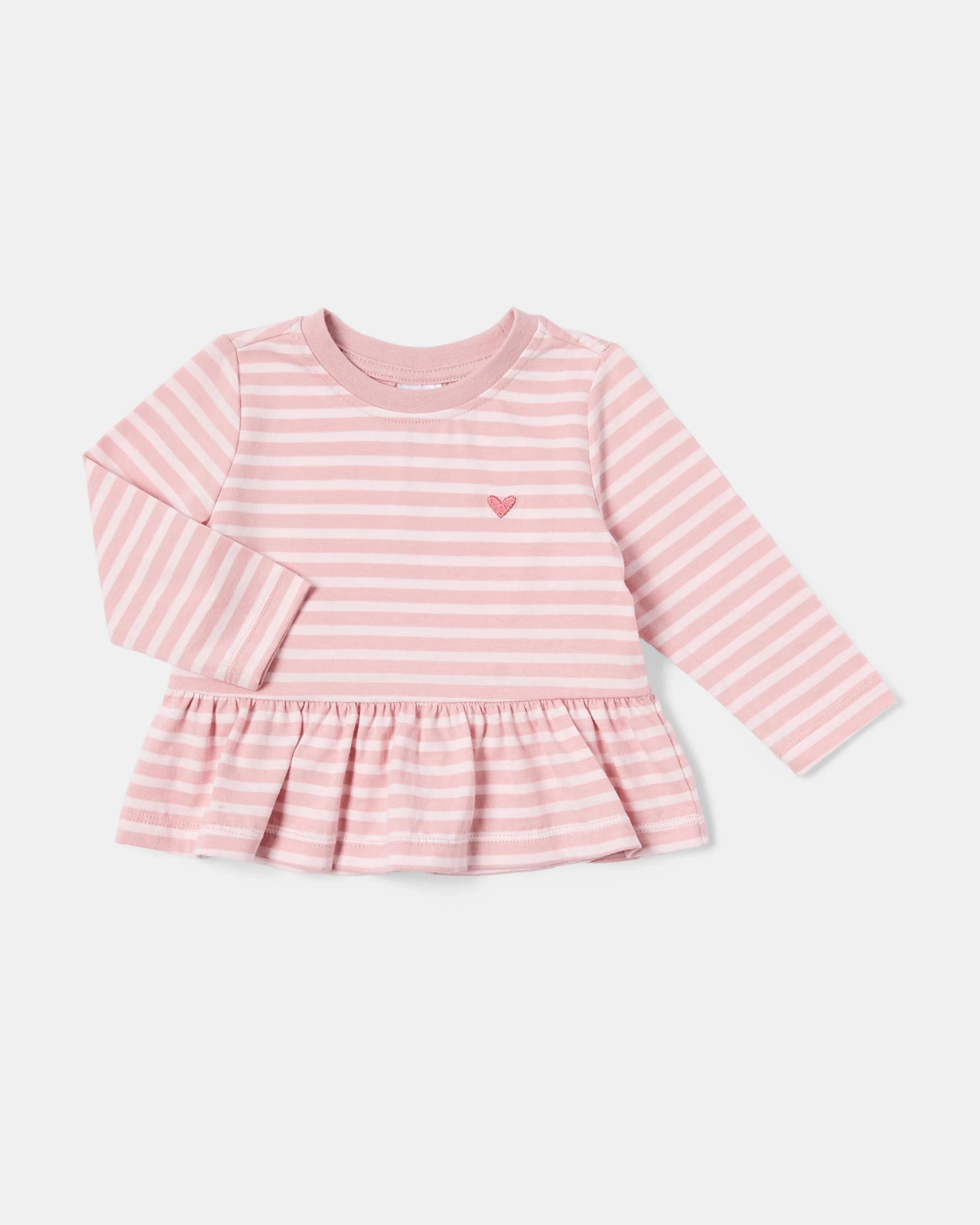 3 Cotton Long Sleeve Peplum T-shirt and Leggings Set Stripe, 3 of 6