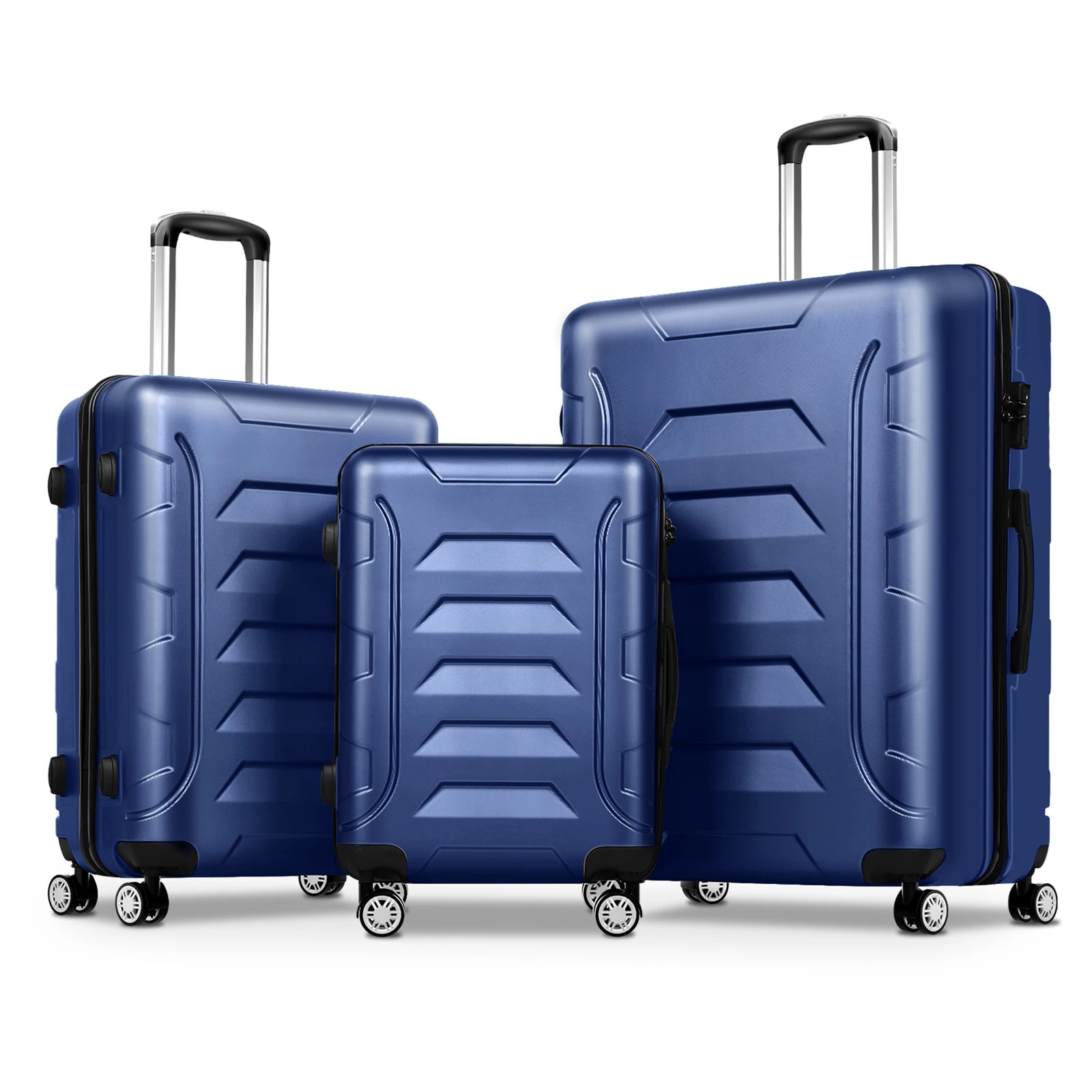 1 Alfordson Luggage 3PCS Set Suitcase ABS+PC Trolley TSA Hard Shell Case - Blue, 1 of 9