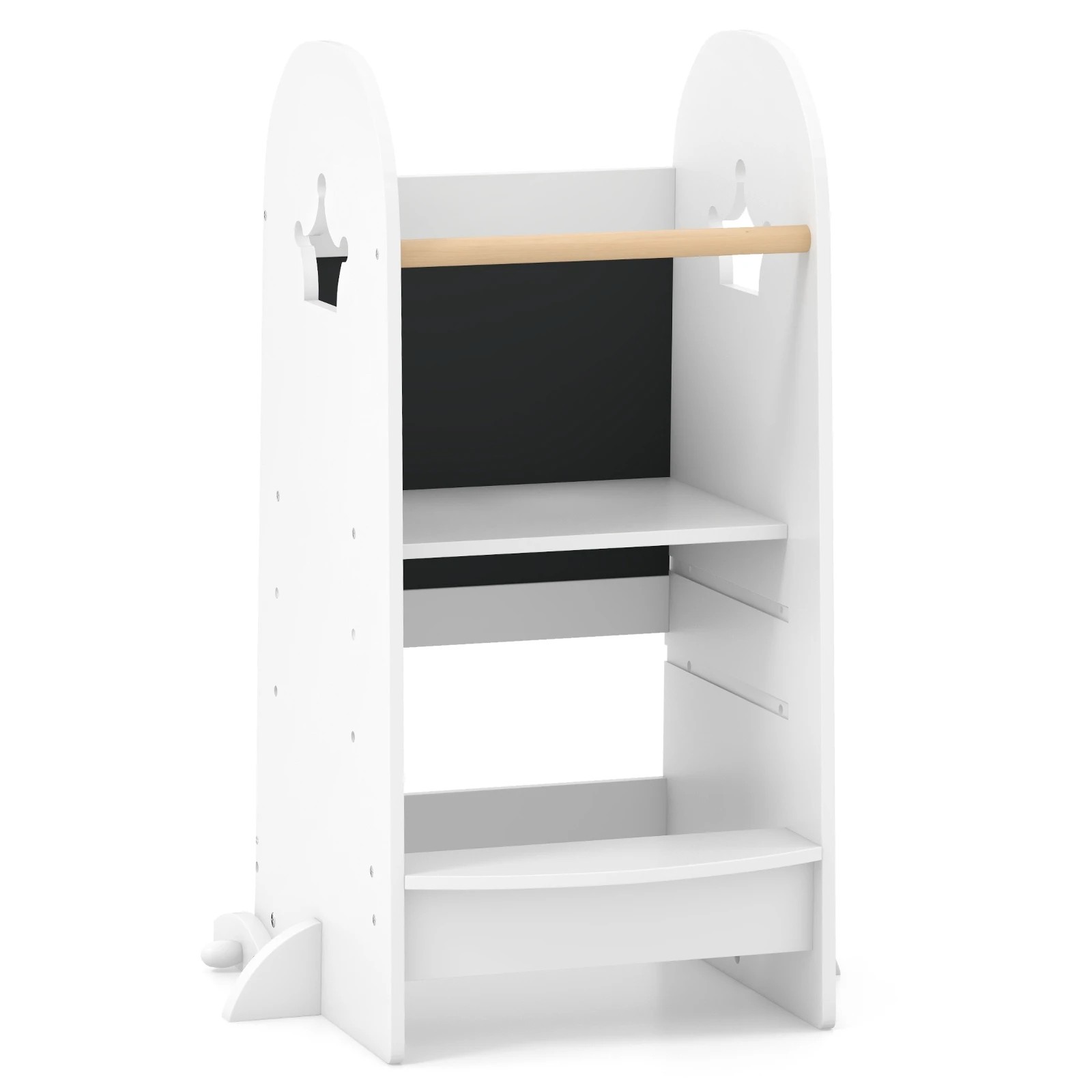 1 Costway Wooden Step Stool Adjustable Tower w/Chalkboard, 1 of 3