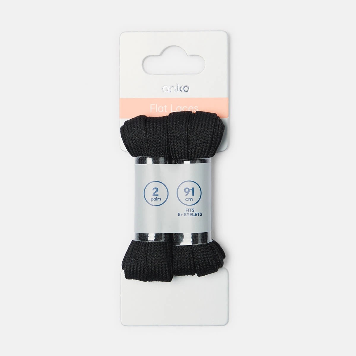 1 2 Pack Flat Laces - Black, 1 of 3