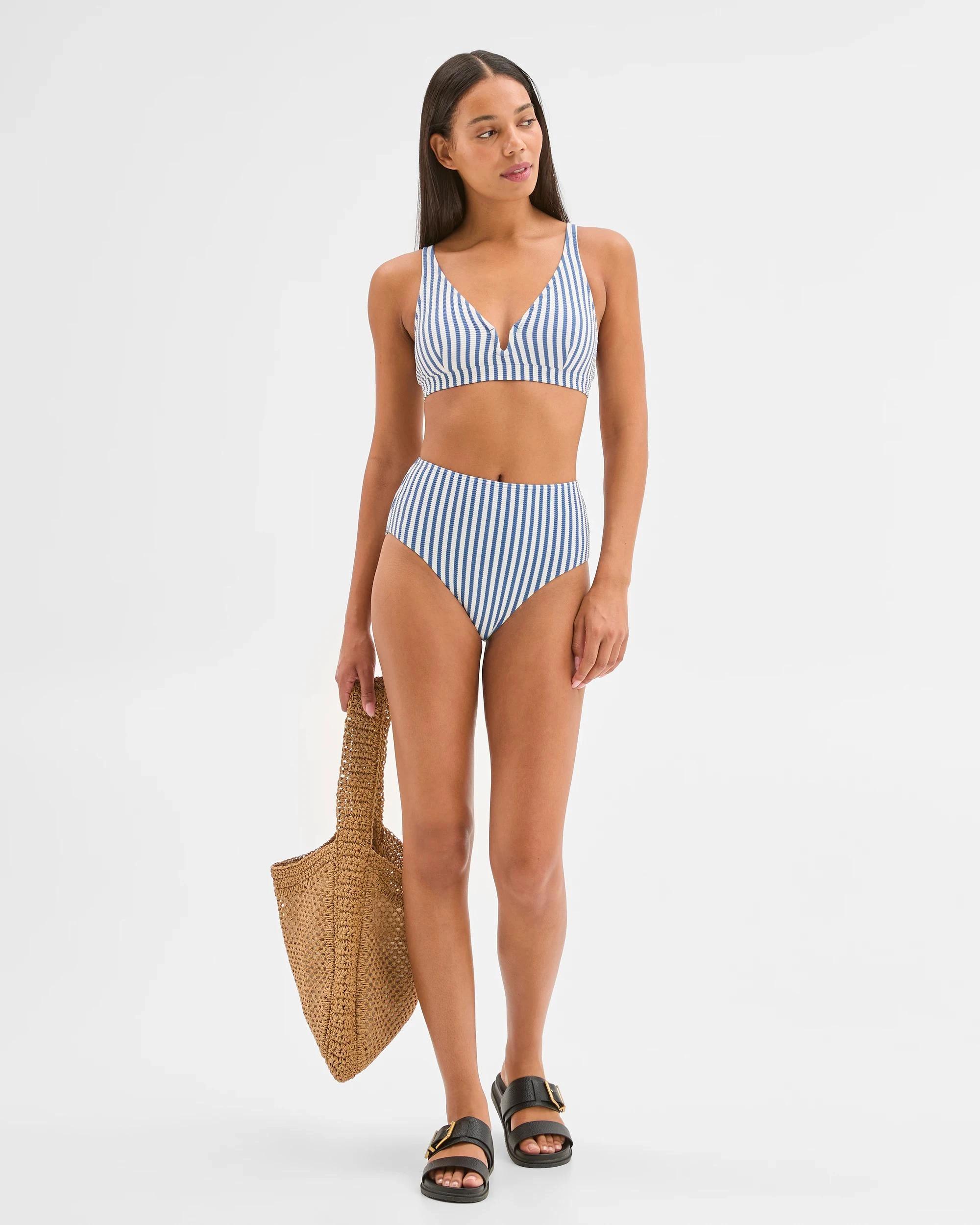 8 Target Woman Resort High Waisted Textured Bikini Bottoms STEEL STRIPE, 8 of 9