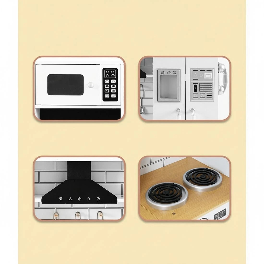 5 Keezi Kids Kitchen Play Set en Pretend Toys Cooking Children Fridge - White, 5 of 5