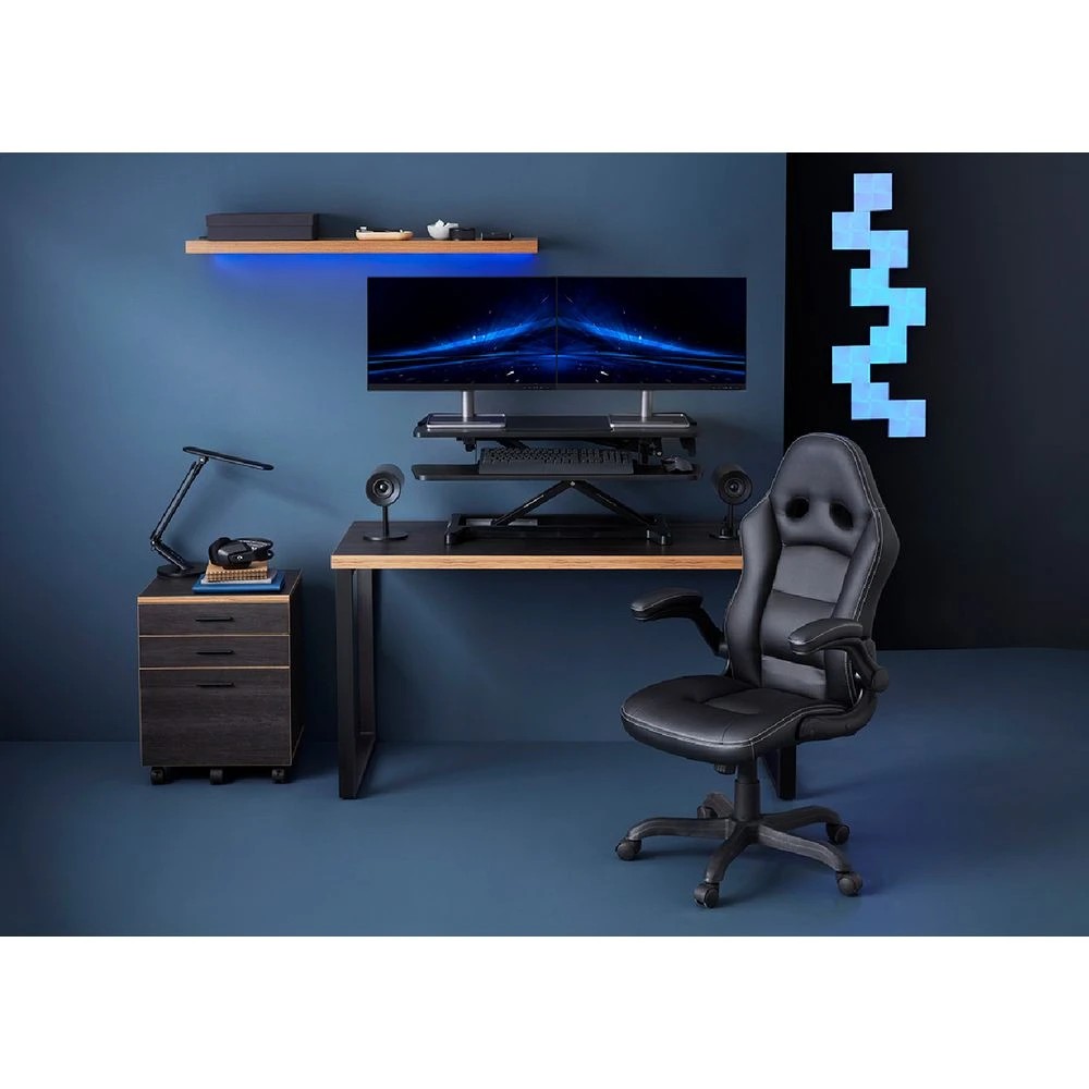 5 Otto Contour Home Office Study Woodgrain Desk 1400mm Black Desks, Tables and Workstations, 5 of 9