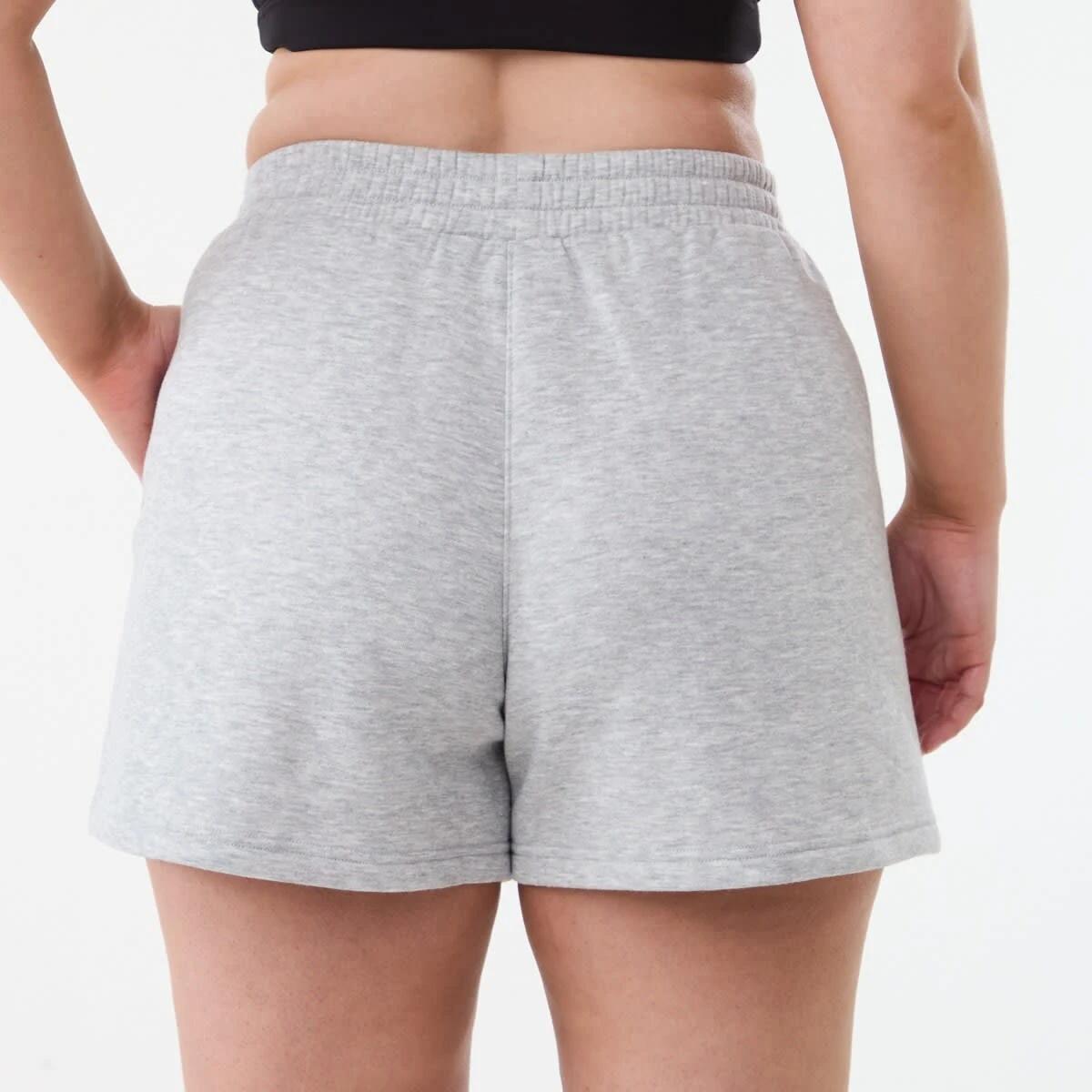3 Active Womens Front Seam Fleece Shorts SOFT GREY MARLE, 3 of 5