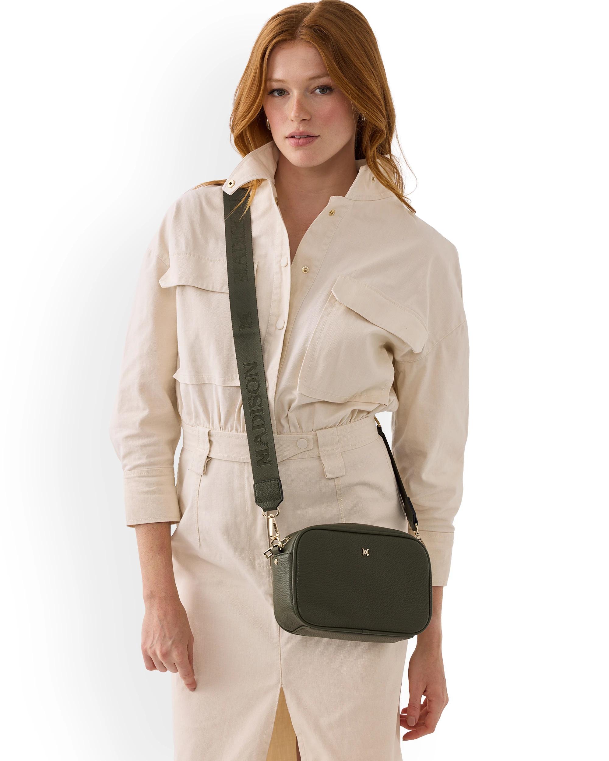 2 Madison Accessories Monica Camera Crossbody Bag with 2 Straps OLIVE GREEN, 2 of 6