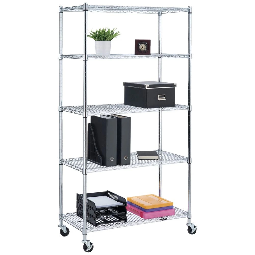 1 5 Tier Wire Shelving Unit Shelves Home Office Storage, 1 of 7