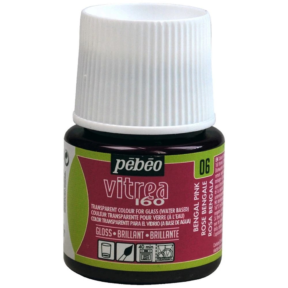 1 Pebeo Vitrea 160 Glossy Glass Paint 45mL Bright Pink, 1 of 1