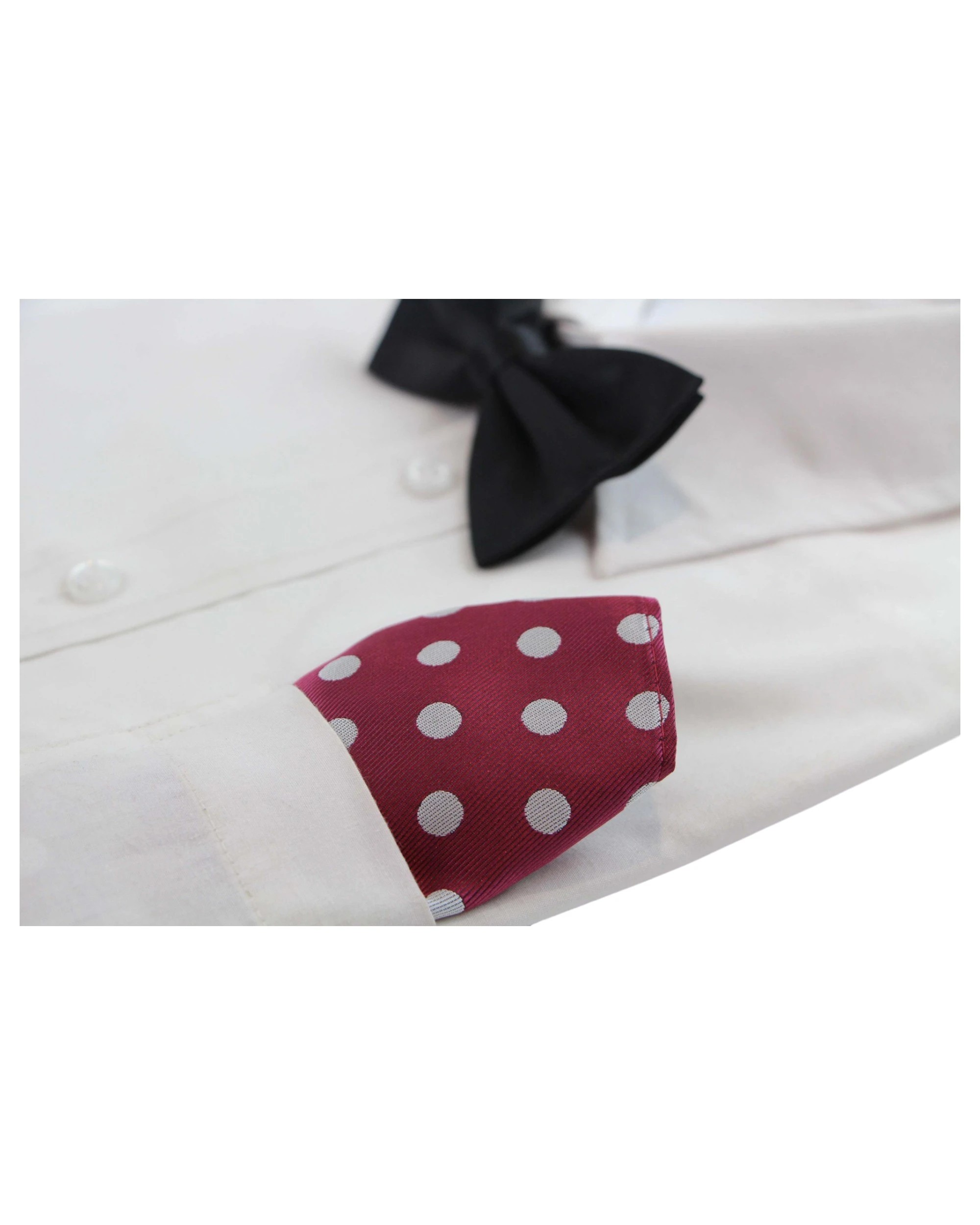 3 Zasel Mens Dark Red & Silver Polka Dot Silk Pocket Square - Multi, 3 of 3