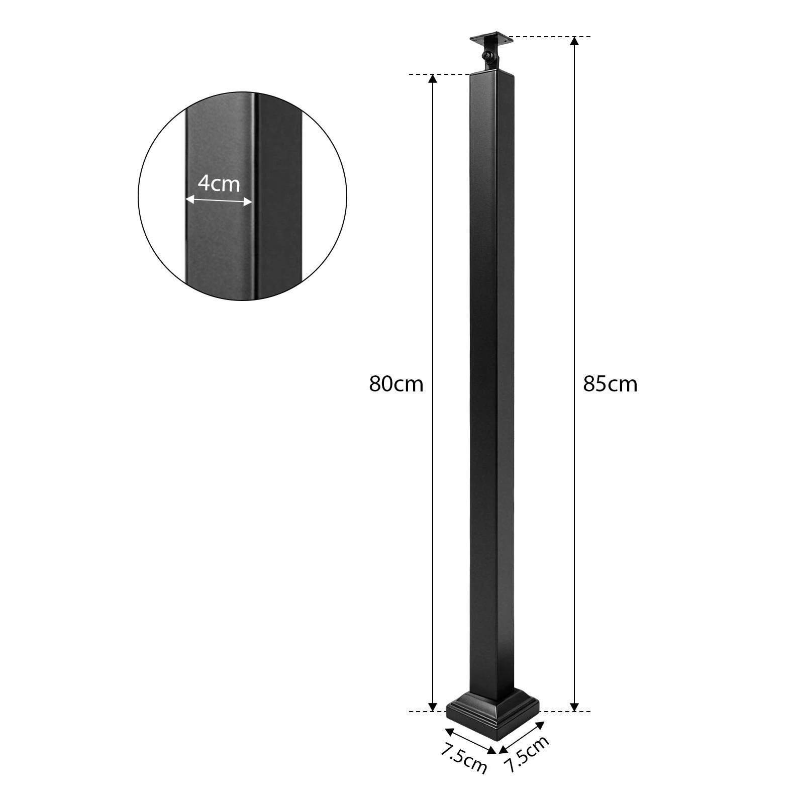 2 Ausway 4 Pcs  Stair Handrail Posts, Adjustable 0-180 degree Metal Outdoor Step Railing Balustrade Supports, 2 of 6
