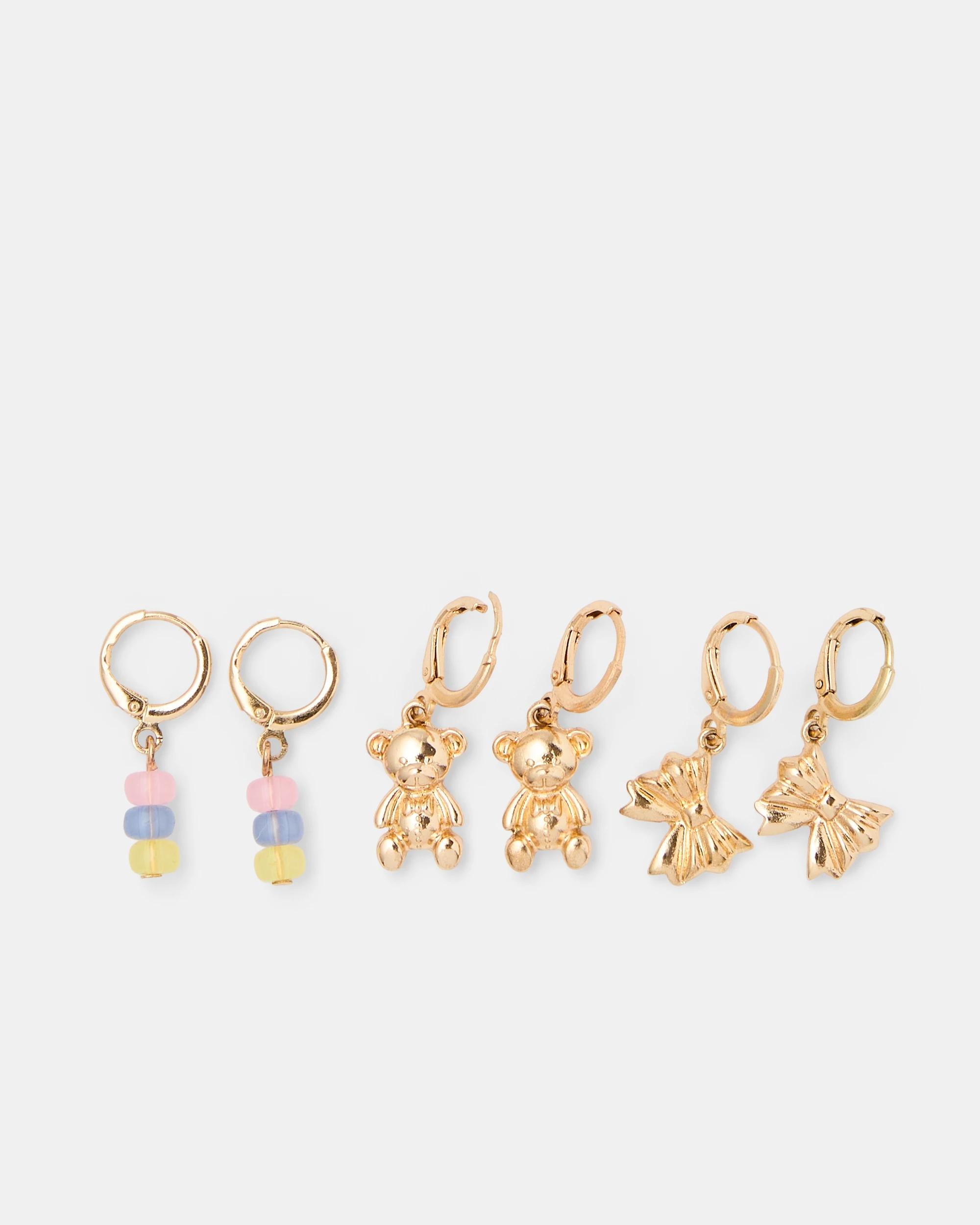 1 3 Pack Teddy Hoop Earrings - Gold Tone Gold, 1 of 3