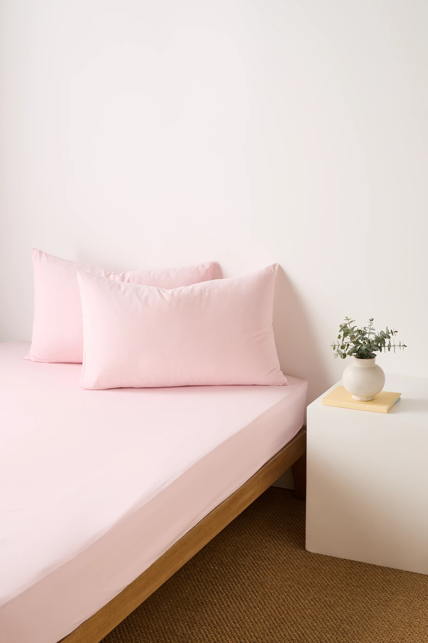 1 Arlo Cotton Stonewash Fitted Sheet - King Bed - Pink, 1 of 2