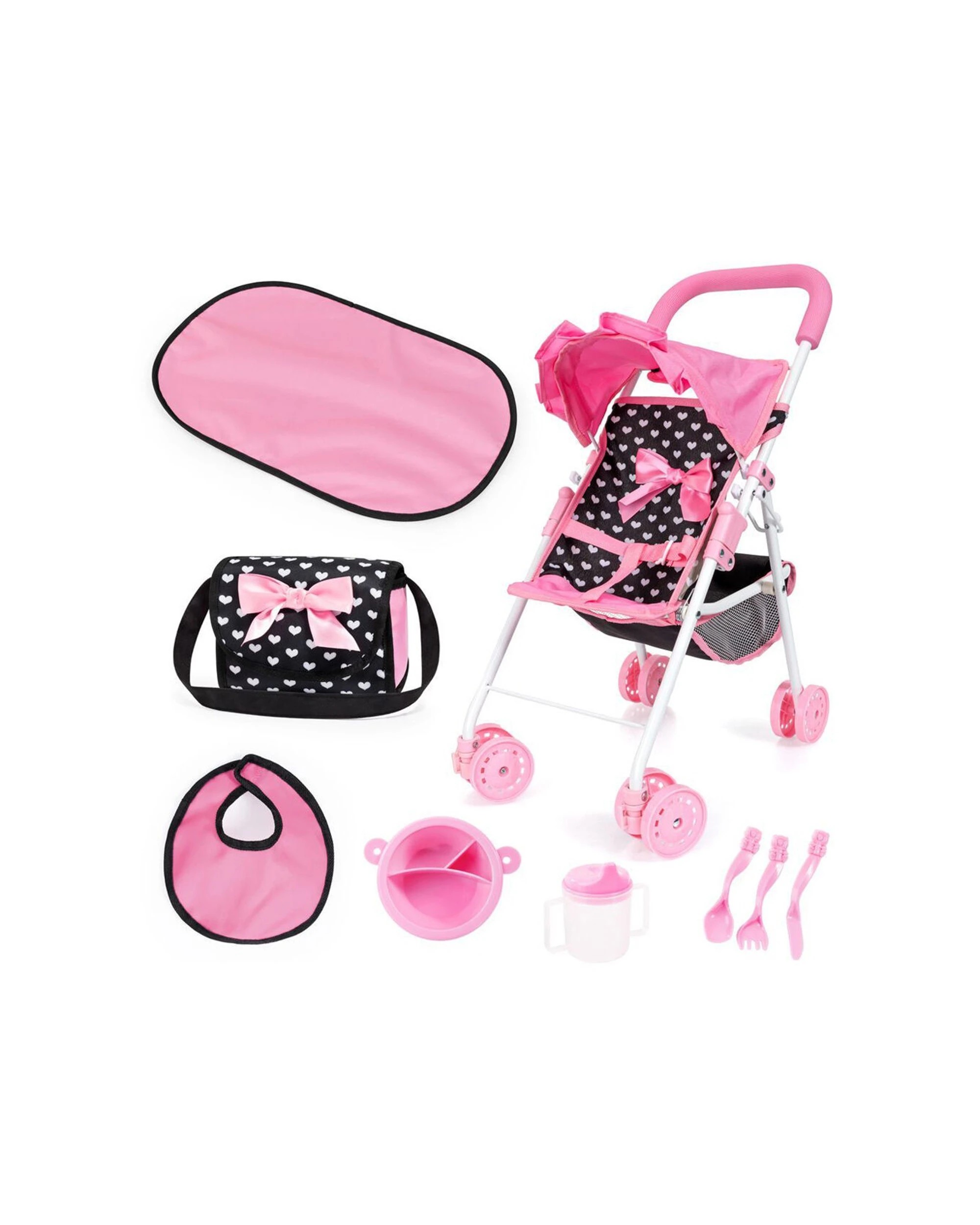 1 Bayer Doll Buggy Pram Gift Set - Kids Doll Stroller - Pretend Play Doll
 - pink, 1 of 5